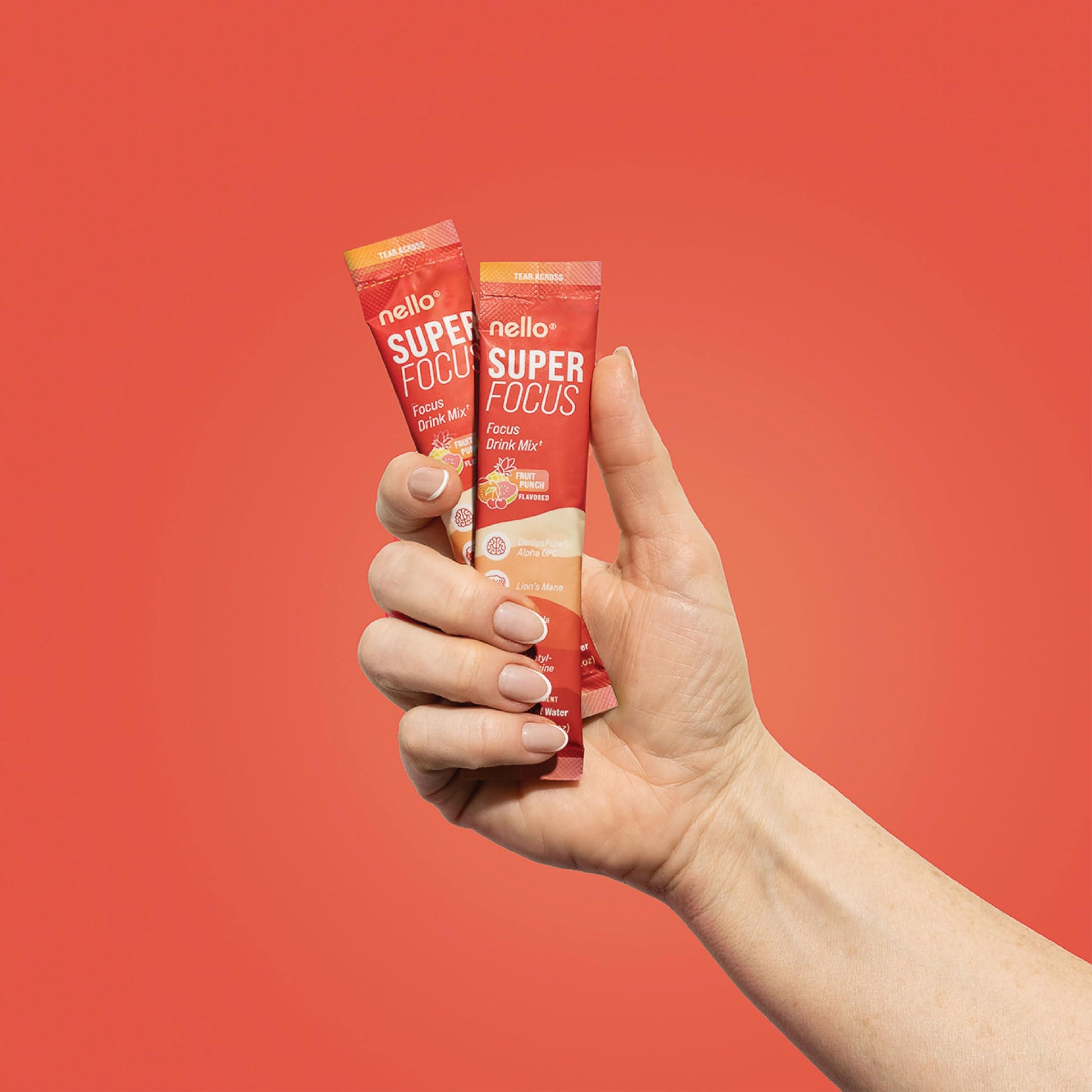 Nello Superfocus Focus Drink Mix – Fruit Punch Flavor – Alpha GPC, Lion’s Mane, Rhodiola & N-Acetyl L-Tyrosine – Sugar-Free, On-the-Go Packets – 20 Servings NelloAu supplements
