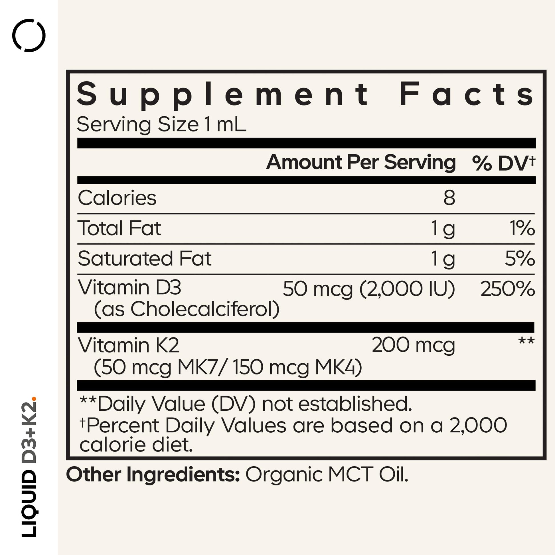 Codeage Liquid D3+K2 Vitamins USDA Organic - Vitamin D3 2000 IU, Vitamin K2 (MK4 & MK7) Liquid Drops - Immune Support - Unflavored - Organic MCT Oil - Non-GMO - 1 fl oz CodeageAu supplements