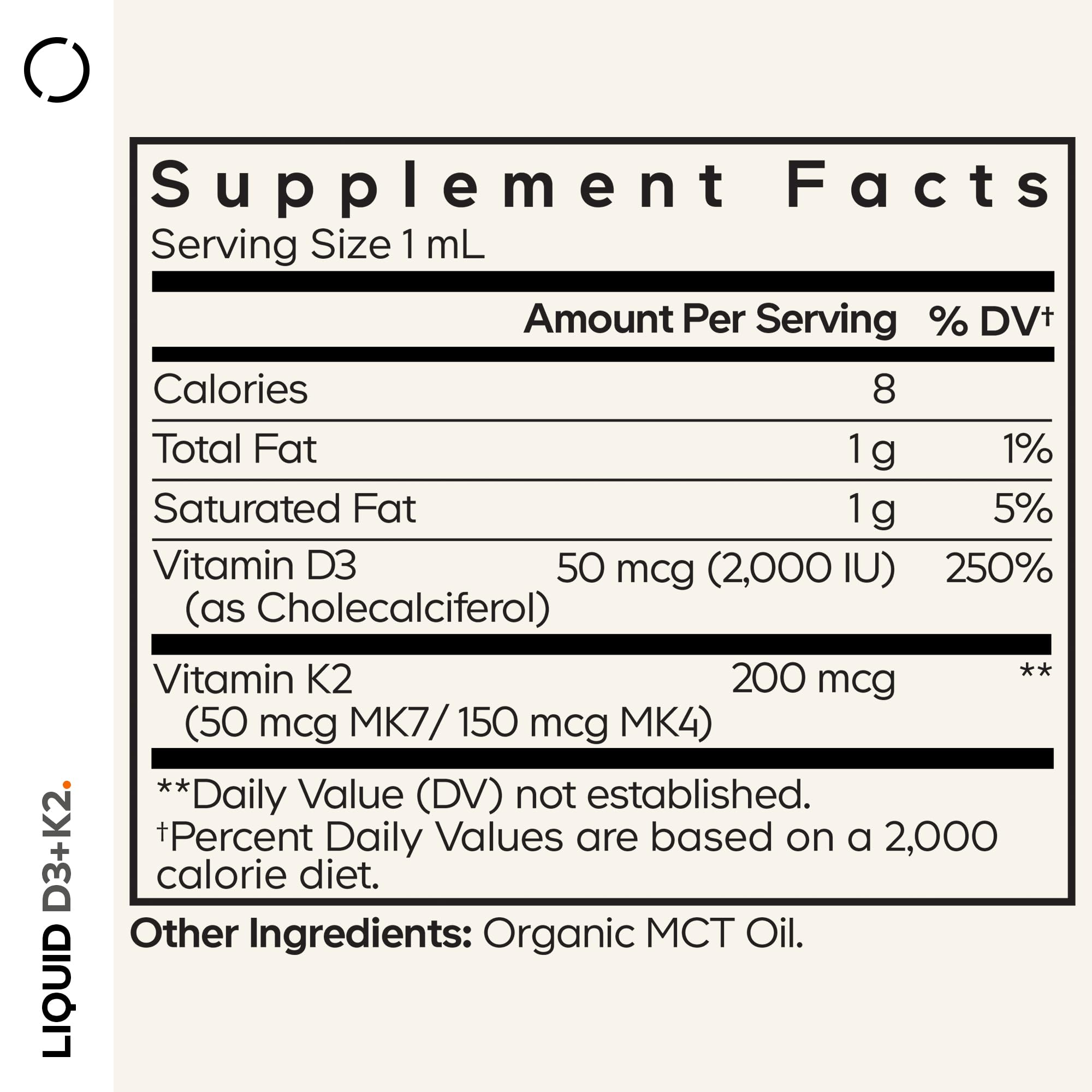 Codeage Liquid D3+K2 Vitamins USDA Organic - Vitamin D3 2000 IU, Vitamin K2 (MK4 & MK7) Liquid Drops - Immune Support - Unflavored - Organic MCT Oil - Non-GMO - 1 fl oz CodeageAu supplements