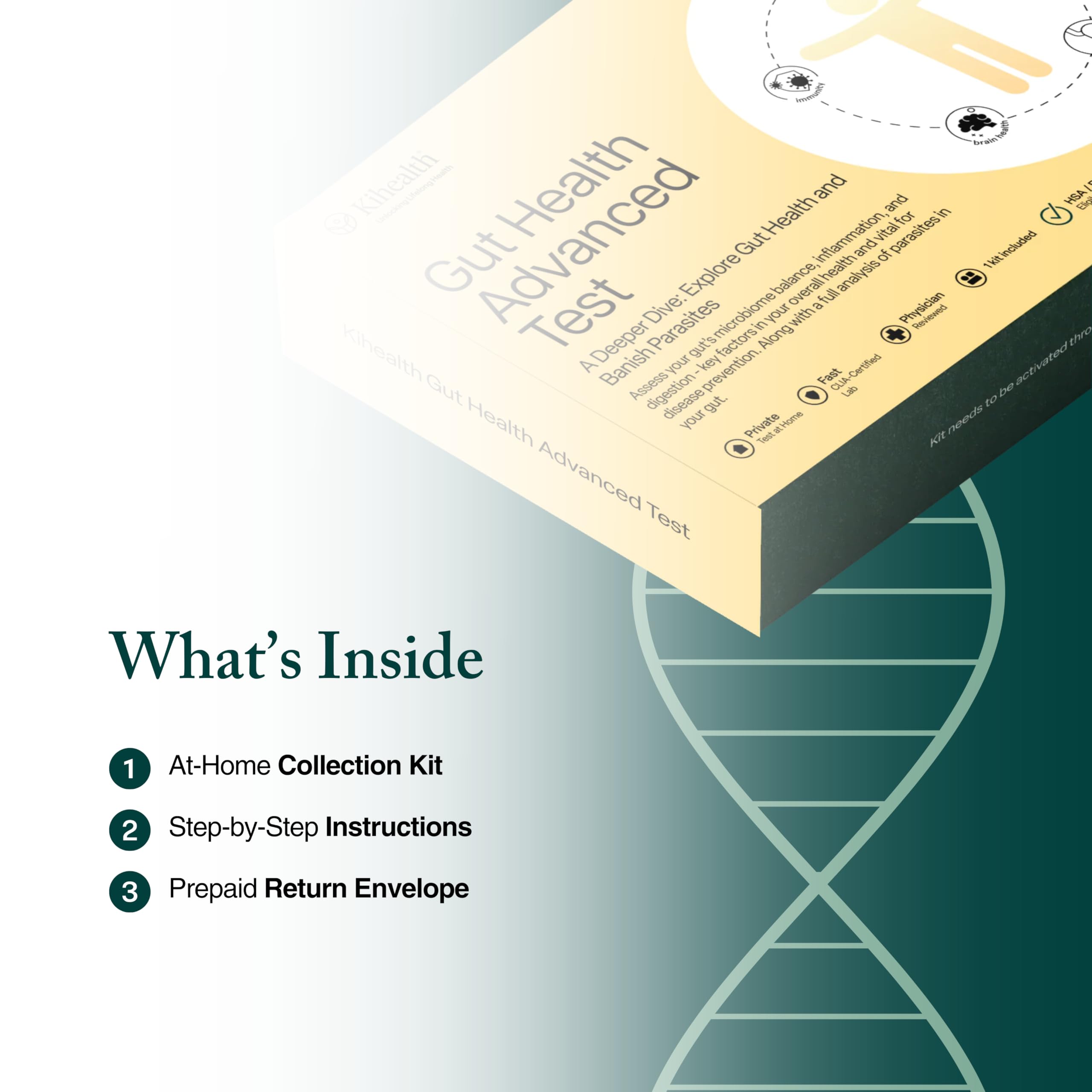 KiHealth – Gut Health Advanced Test – Comprehensive Stool Test for Microbiome, Digestion, & Inflammation – at-Home Kit KihealthAu supplements