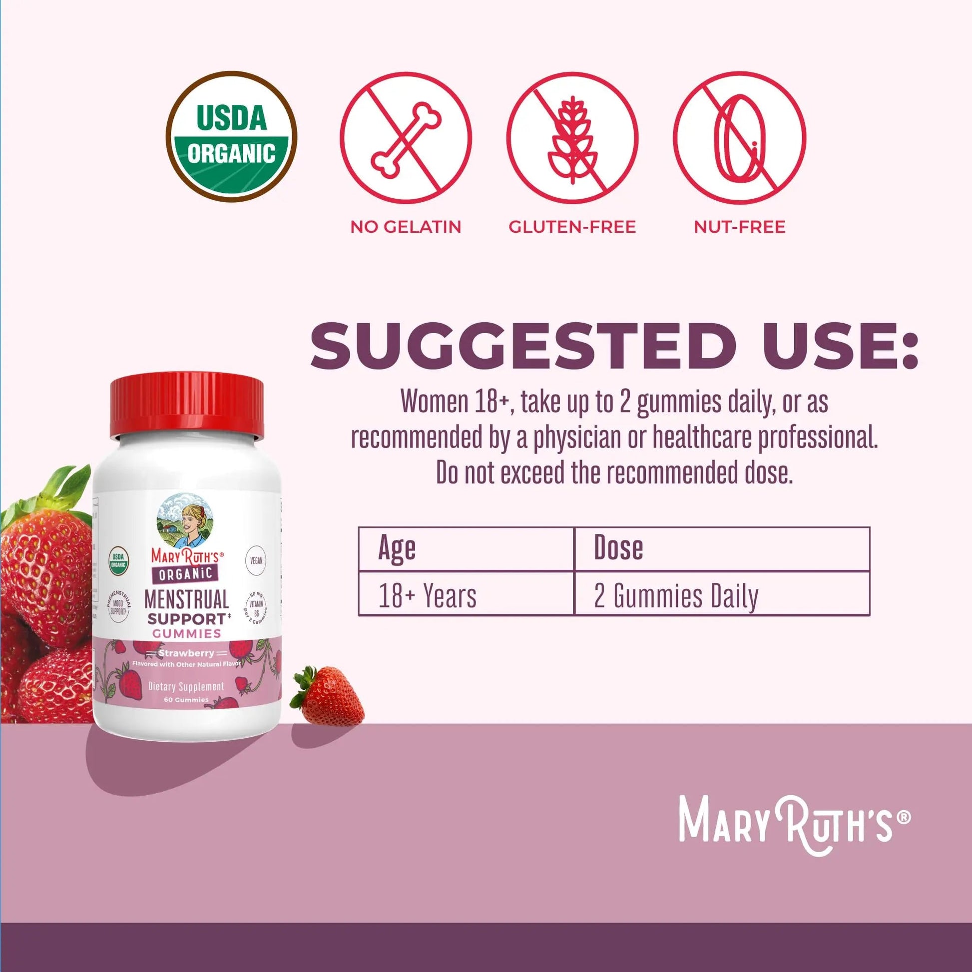 Organic Menstrual Support Gummies by MaryRuth's | for The Relief of Common Symptoms of Premenstrual Syndrome | PMS Support | Premenstrual Mood Support | USDA Organic | Non-GMO | Vegan | 30 Servings MARYRUTH'SAu supplements
