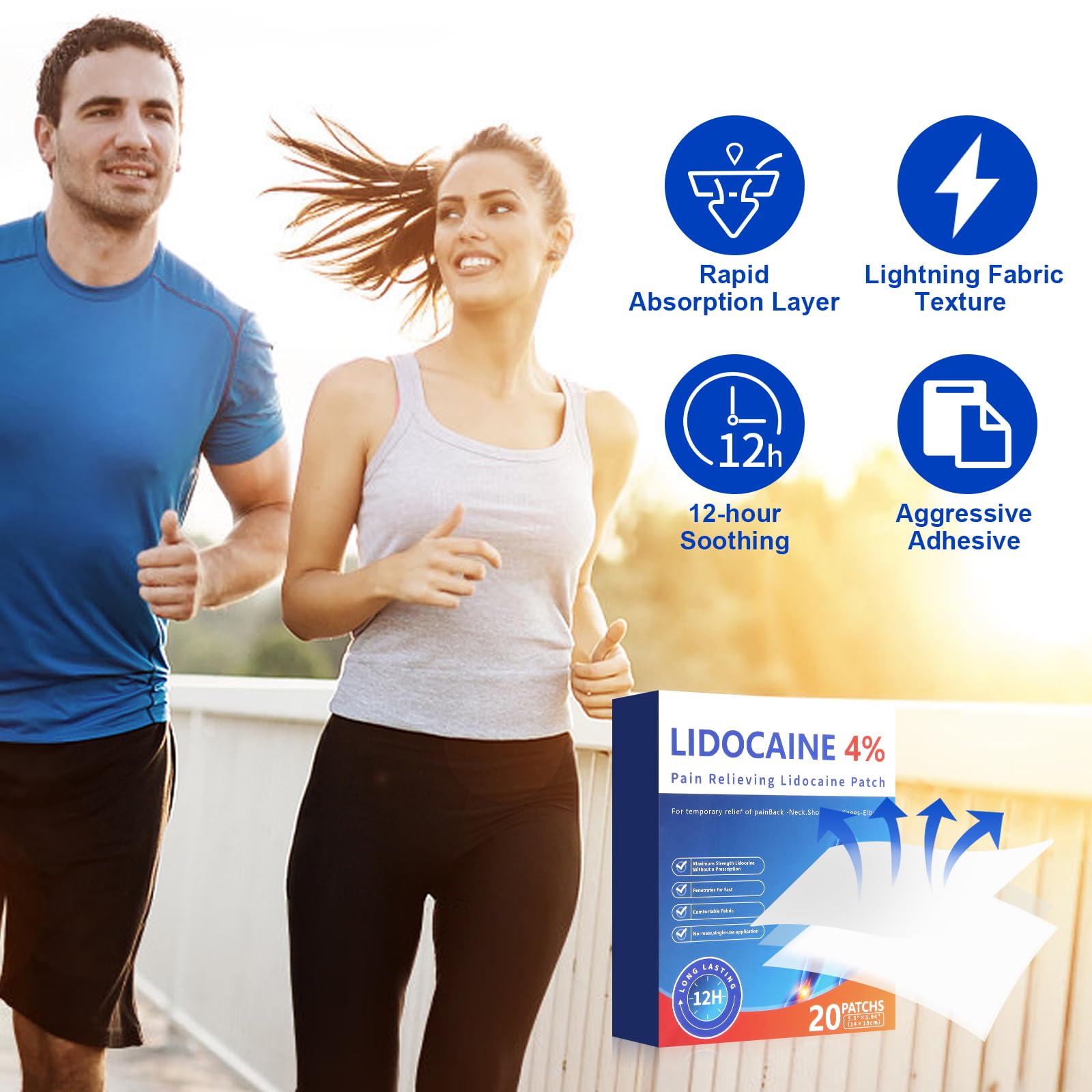 AROSLU Pain Relief Patches Lidocaine 4% ICY Patch Relieving Patch-12 Hour Acting Pain Patches-Muscle and Joint Pain Relief |Targets Neck,Back,Shoulders Pain relief-20patches AROSLUAu supplements