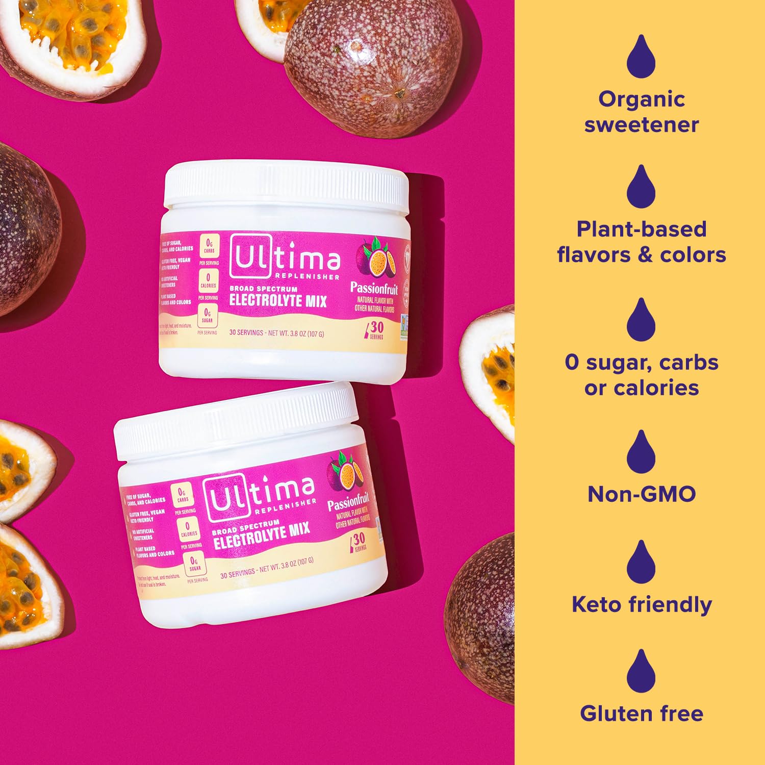 Ultima Replenisher Daily Electrolyte Drink Mix – Passionfruit, 30 Servings – Hydration Ultima ReplenisherAu supplements