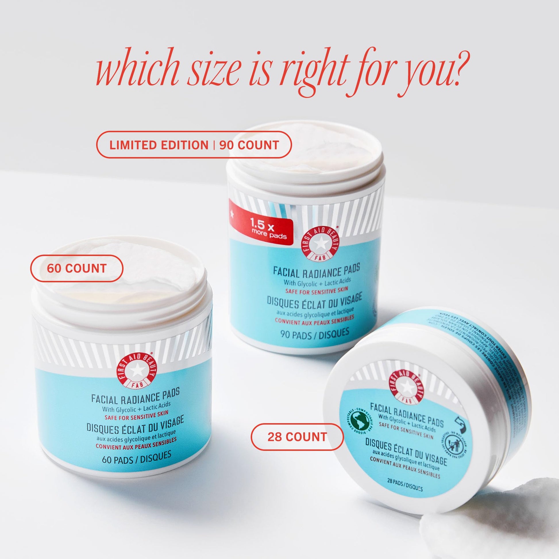 First Aid Beauty - Facial Radiance Pads with Glycolic & Lactic Acids, Daily Exfoliating Pads with AHA, Visibly Smaller Pores, Help Tone & Brighten Skin, One-Step Makeup Prep, Compostable, 28 First Aid BeautyAu supplements