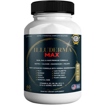 GREENVIFY Illuderma Max Hair, Skin and Nail Supplement, 60 Capsules, with Biotin 5000mcg, Vitamins and Herbal Blend (1) GREENVIFYAu supplements