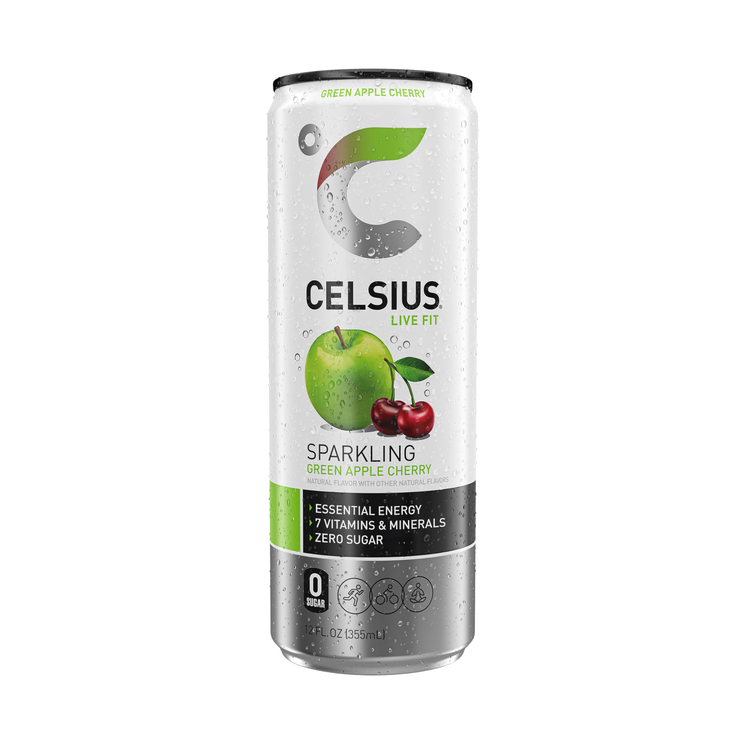 CELSIUS Sparkling Green Apple Cherry, Functional Essential Energy Drink, 12 Fl Oz CELSIUSUS supplements