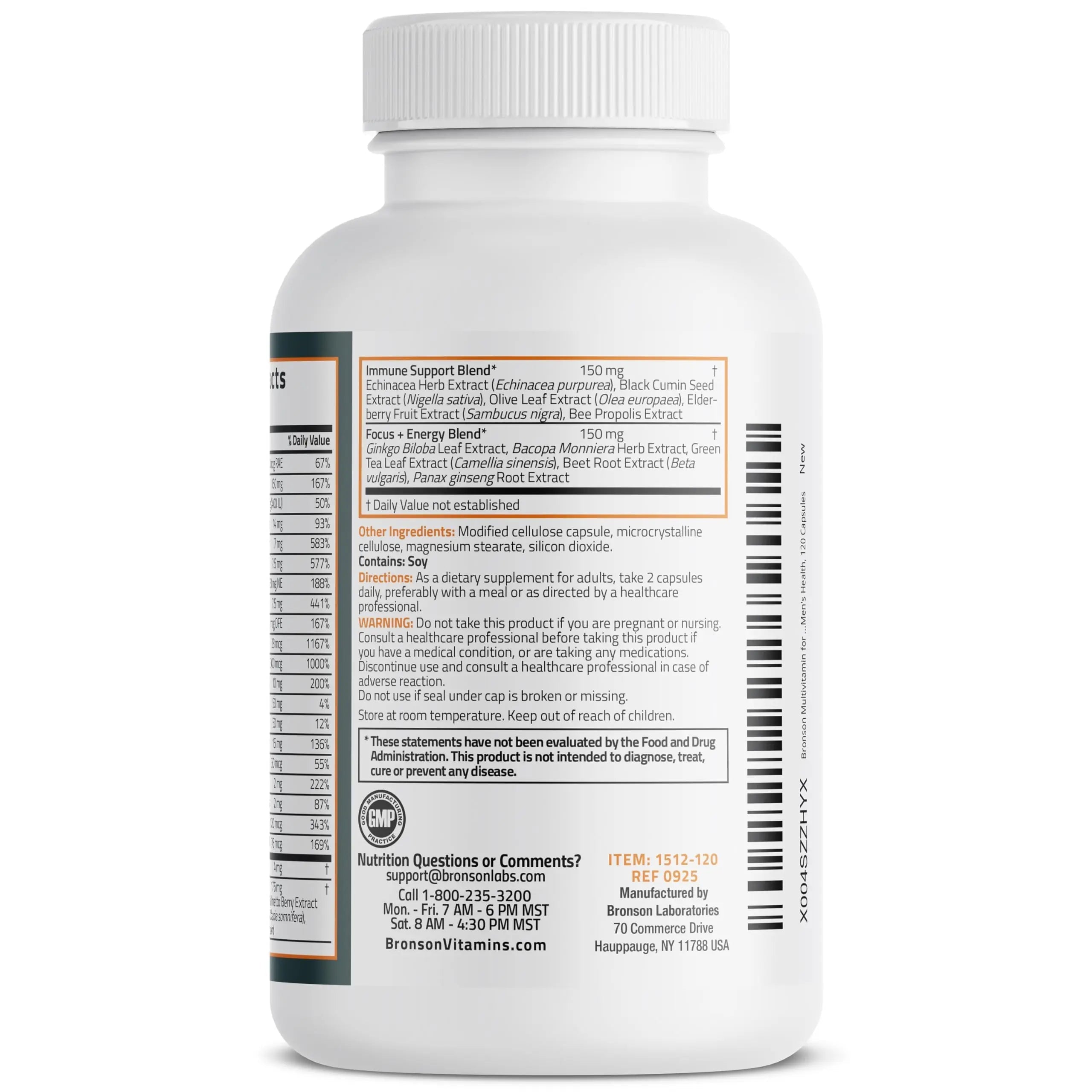 Bronson Multivitamin for Men All-in-One Daily Coverage Formula Key Vitamins, Minerals & Herbs to Support Men's Health, 120 Capsules BronsonAu supplements