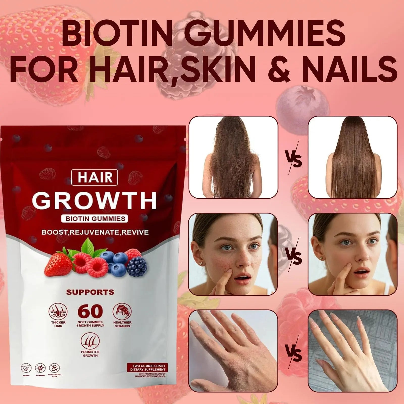 Neonomicon Lumin Hair Growth Gummies – with Biotin, Vitamin C & E, Rosemary, Saw Palmetto – Supports Healthy Hair Growth & Strength NeonomiconAu supplements