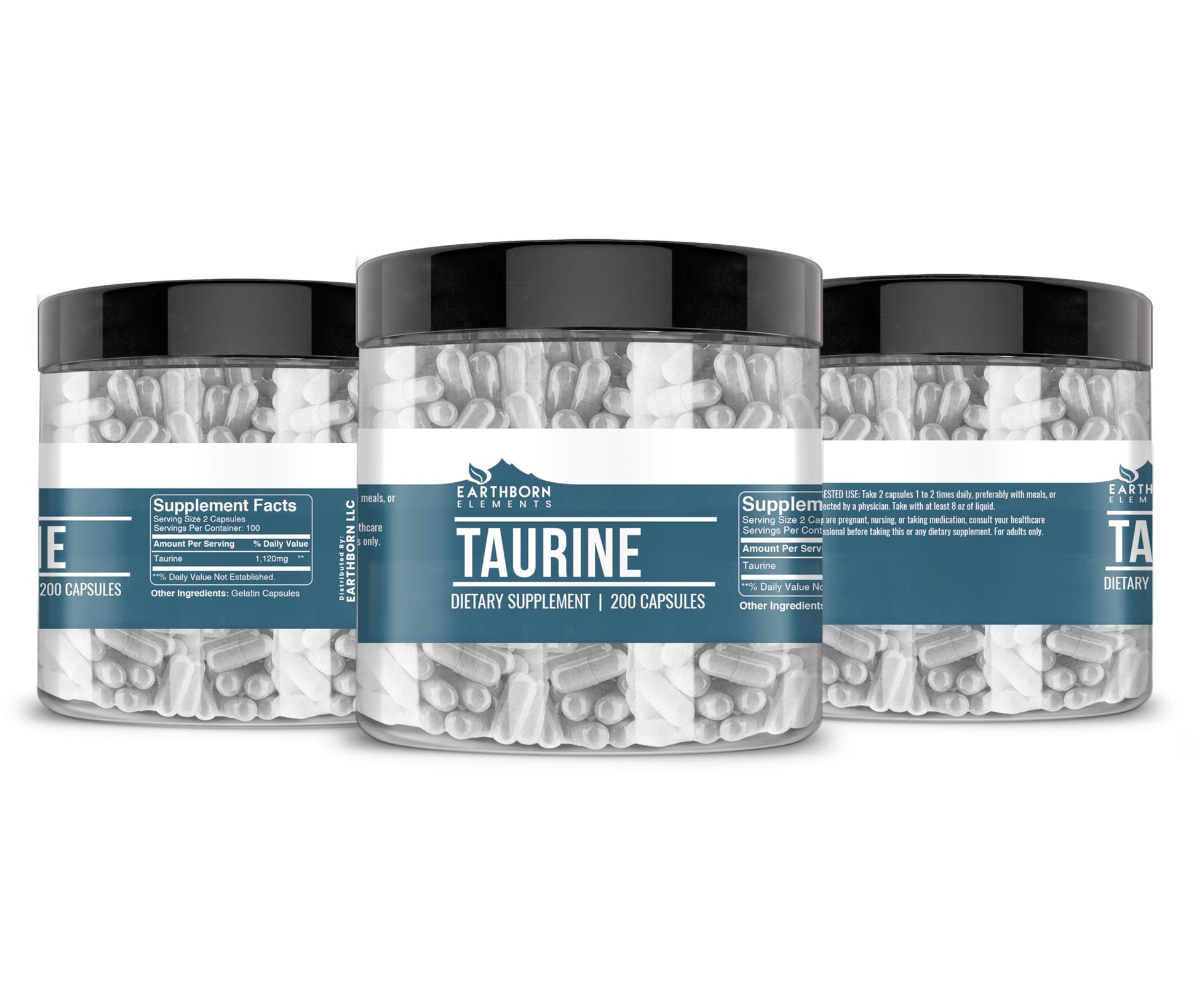 Earthborn Elements Taurine, 200 Capsules, Pure & Undiluted, No Additives Earthborn ElementsAu supplements