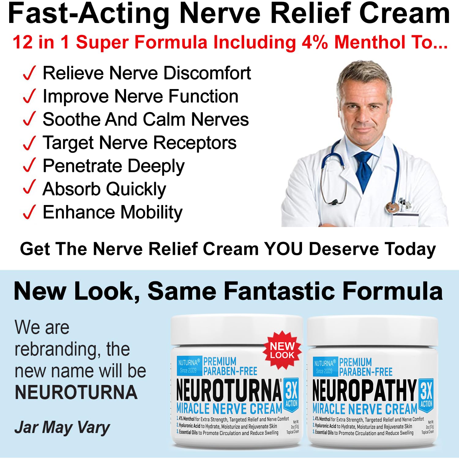 Neuropathy Nerve Relief Cream - Premium Nerve Cream 3X Action for Targeted Relief and Soothing Nerve Comfort - Maximum Strength with 4% Menthol, MSM for Feet Hands Legs Toes & Back - Extra Large 6 Oz NuturnaAu supplements