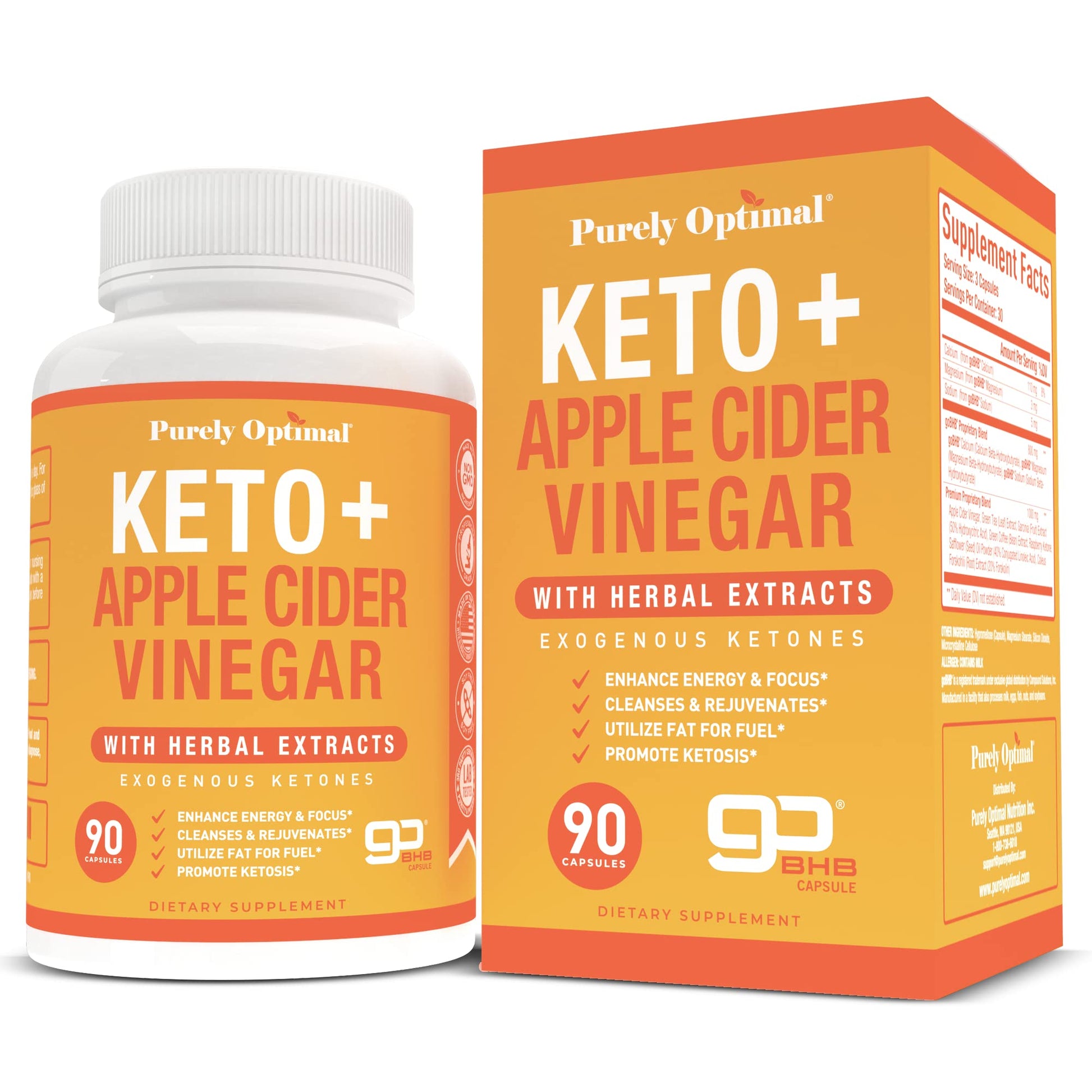 Purely Optimal Premium Keto+Apple Cider Vinegar Pills - Promote Ketosis, Boost Energy Purely OptimalAu supplements