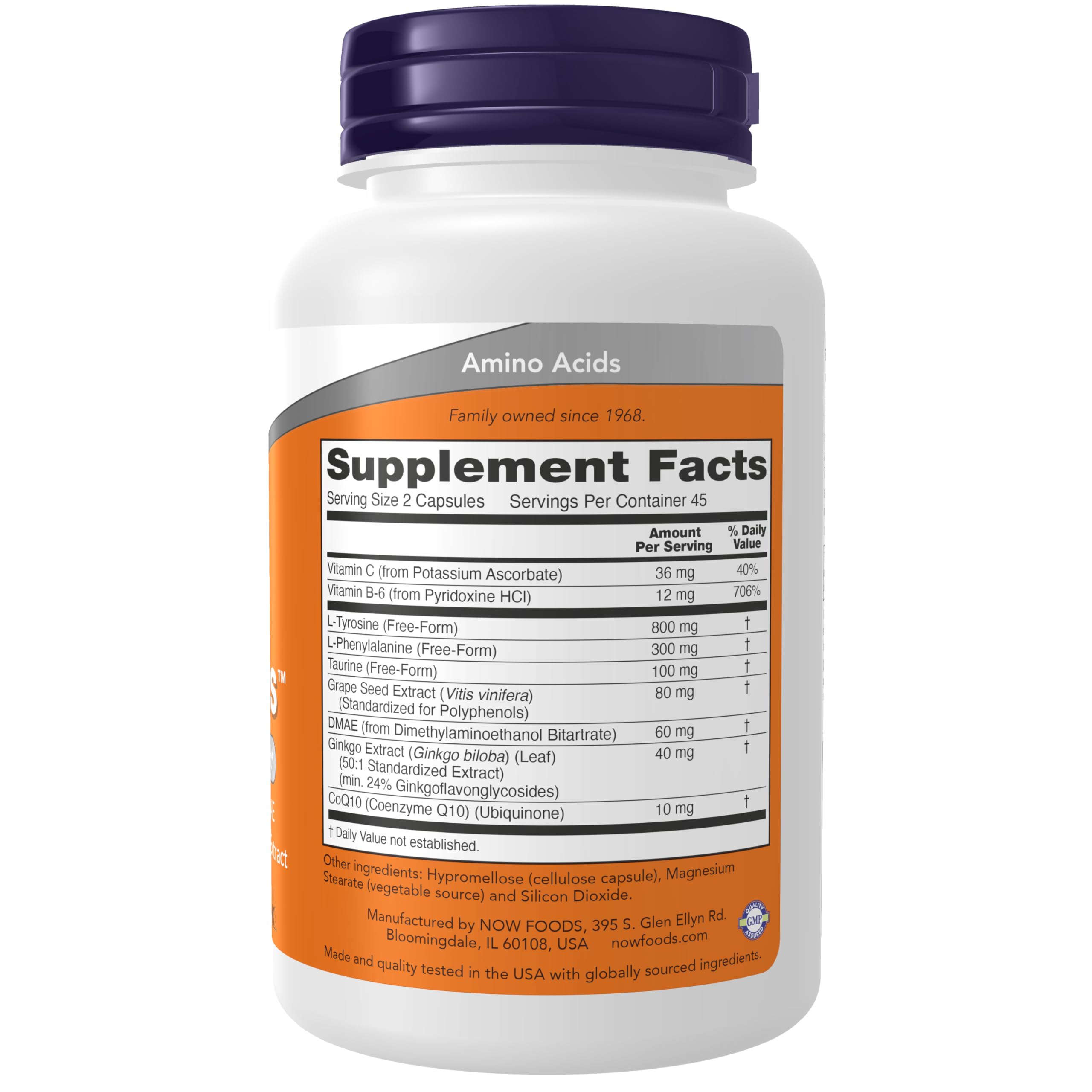 NOW Foods Supplements, True Focus™ with Amino Acids, Ginkgo, DMAE + CoQ10 and Grape Seed Extract , 90 Veg Capsules NOW FoodsAu supplements