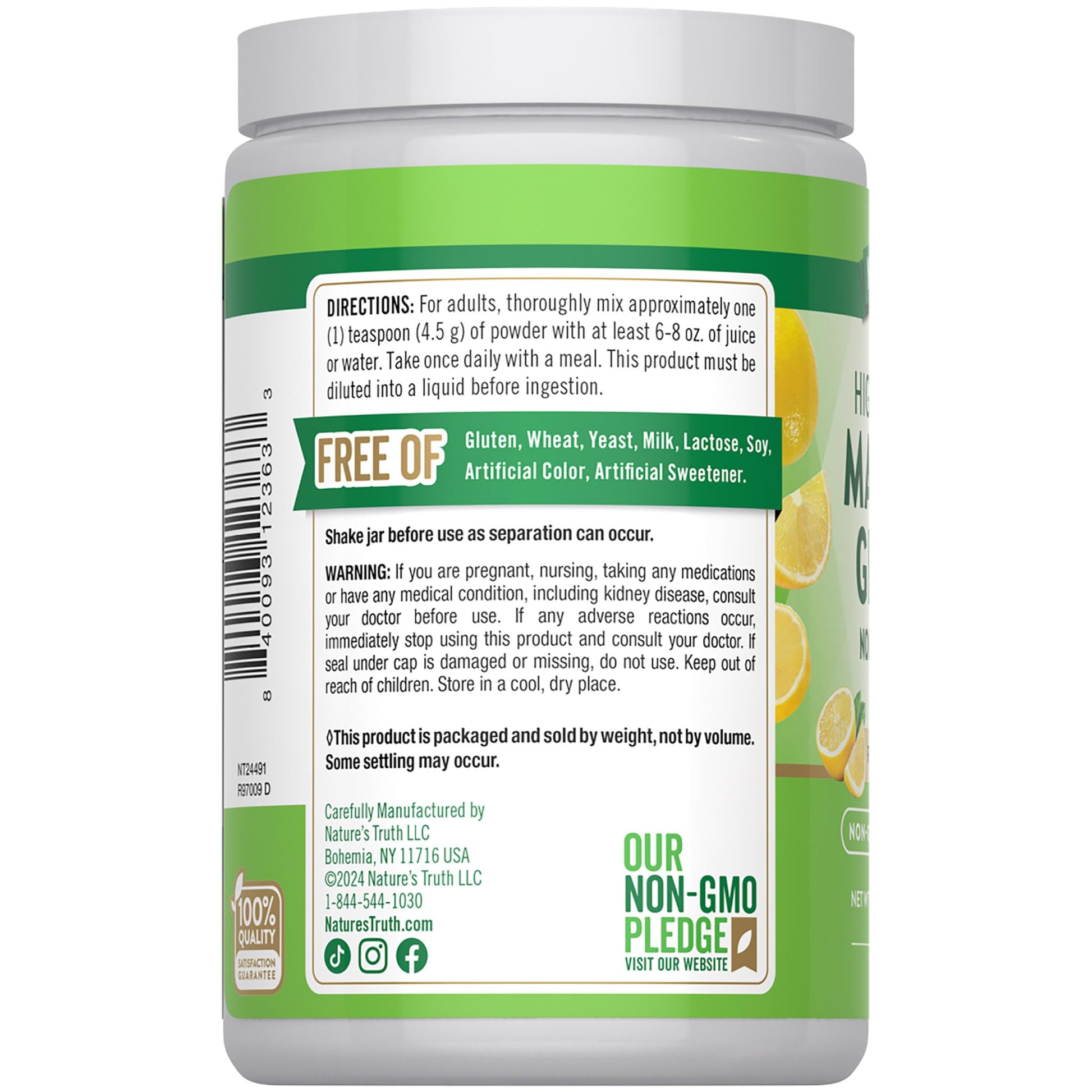Nature's Truth Magnesium Glycinate Powder | 6 oz | Lemon Flavor | High Absorption | Vegan, Non-GMO, Gluten Free Supplement Nature's TruthAu supplements