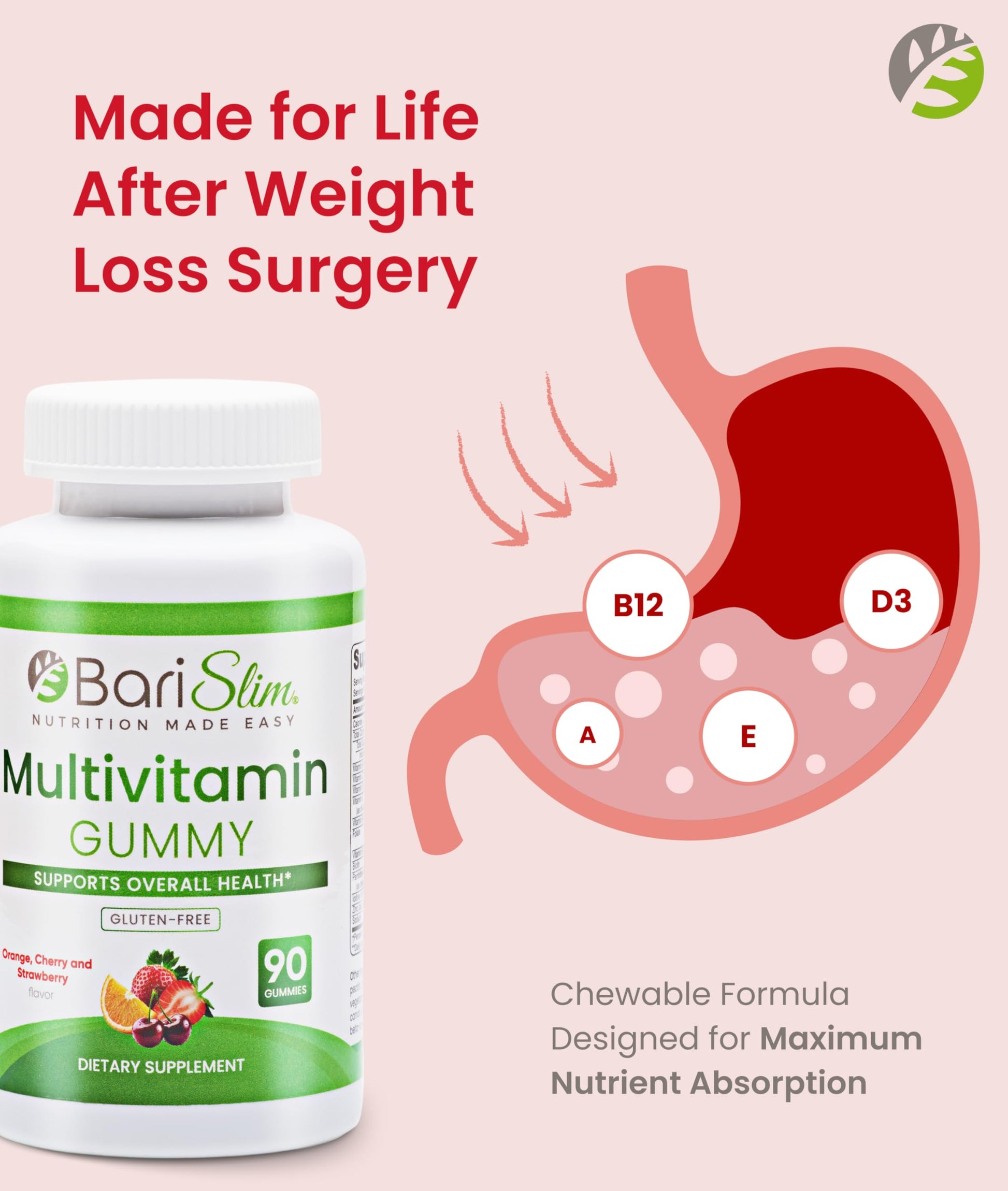 BariSlim Bariatric Chewable Multivitamin Gummies - Specially Formulated Gummy Vitamin for Patients After Weight Loss Surgery - Easy to Digest BariSlimAu supplements