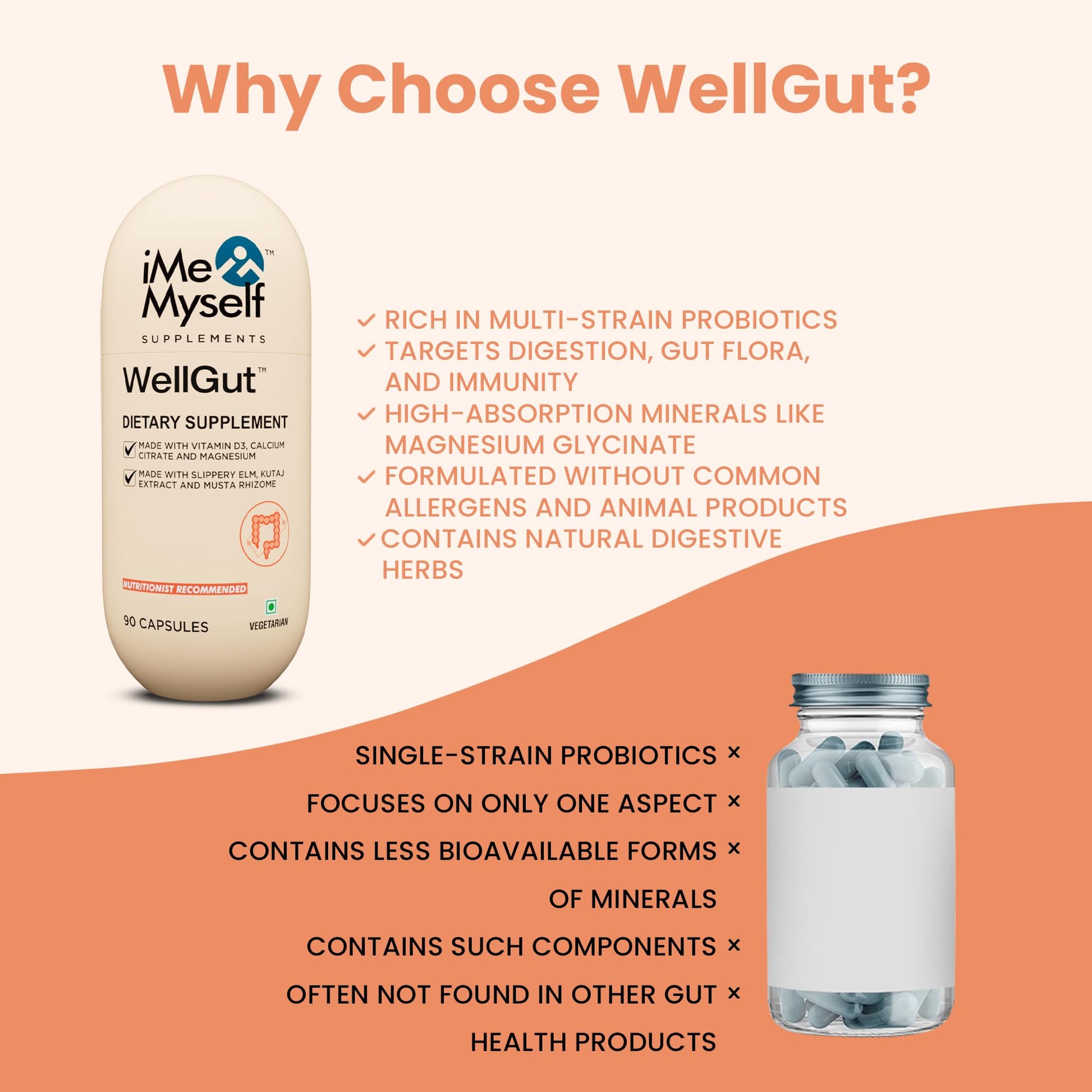 iMeMyself WellGut Daily Herbal Supplement | Traditional Herbs with Minerals & Probiotics 90 Vegan Capsules iMeMyselfAu supplements