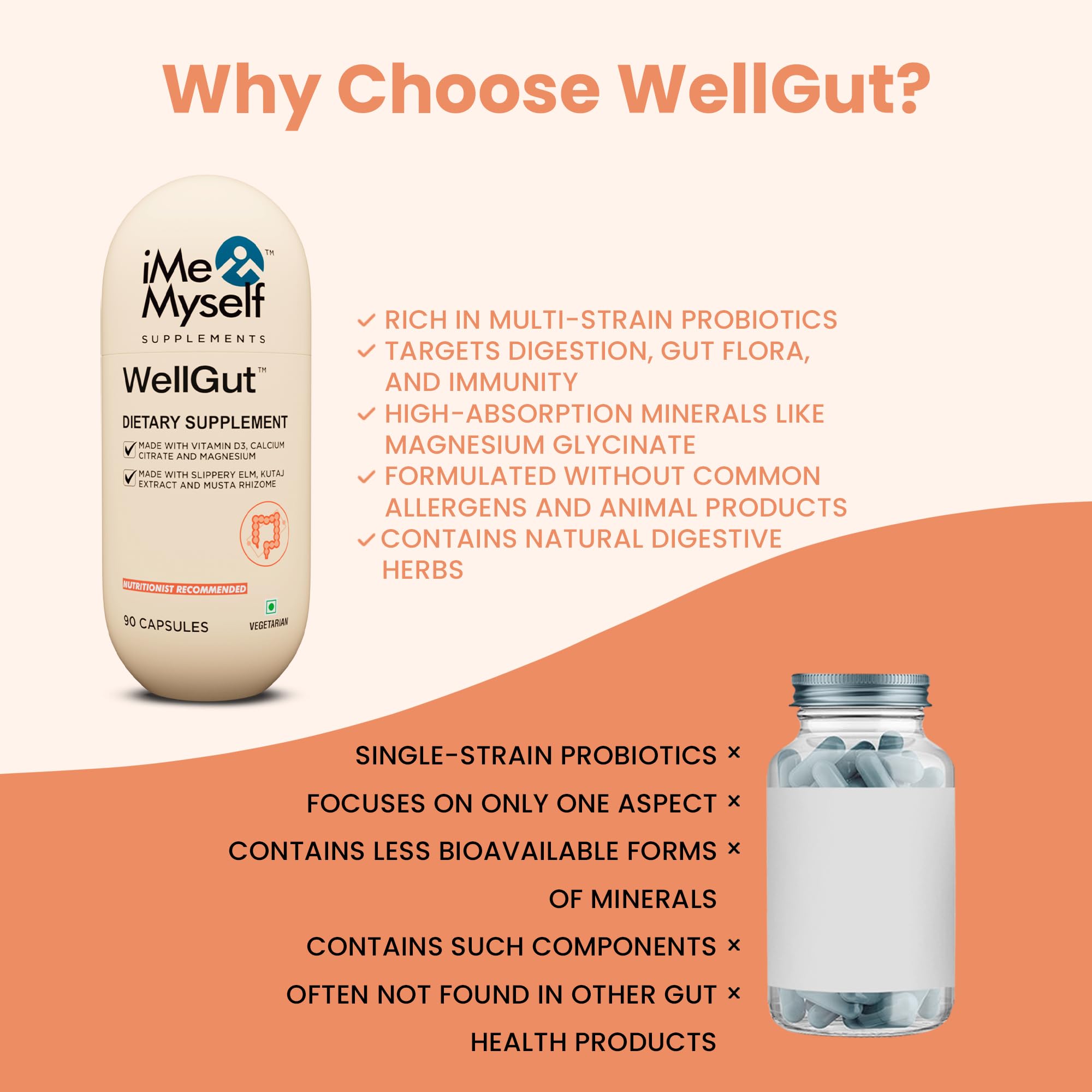 iMeMyself WellGut Daily Herbal Supplement | Traditional Herbs with Minerals & Probiotics 90 Vegan Capsules iMeMyselfAu supplements