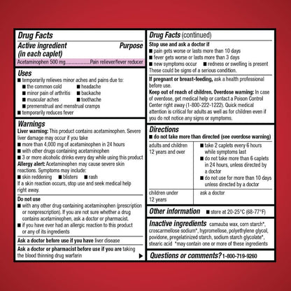 Amazon Basic Care Extra Strength Pain Relief, Acetaminophen Caplets, 500 mg, 200 Ct Amazon Basic CareUS supplements