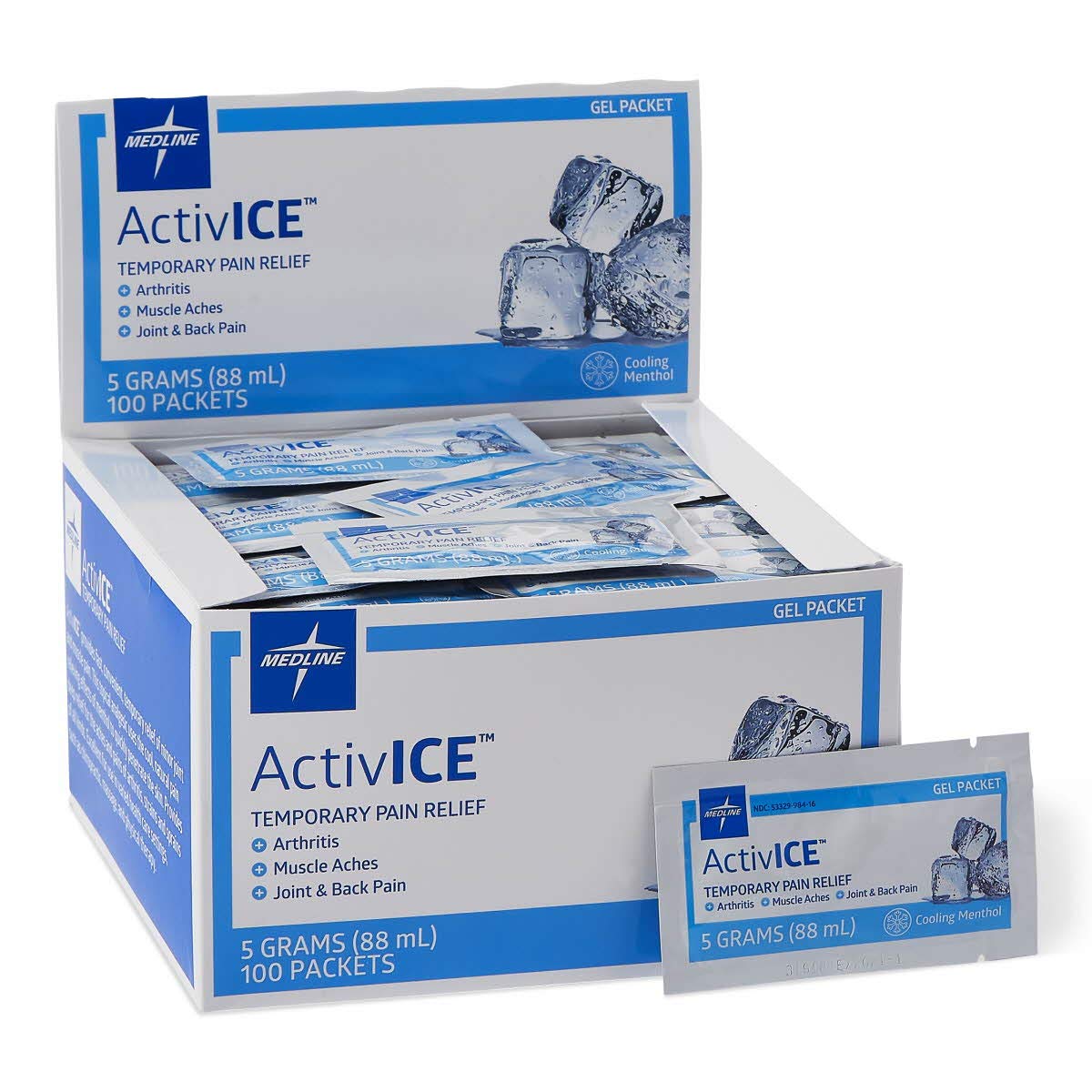 Medline ActivICE Topical Pain Reliever Gel, Great for Arthritis, Muscle Aches and Back Injuries, 5 grams - 100 Packs MedlineAu supplements