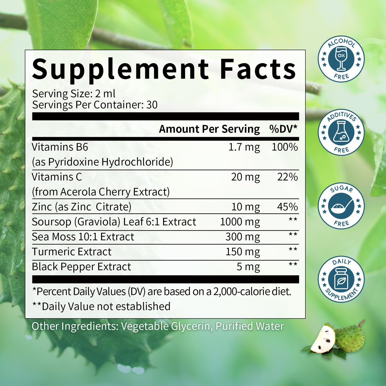 Catfit Soursop Graviola Liquid Drop – Soursop Drops for Cell Support, Antioxidant, Relaxation & Immune Boost with Sea Moss, Turmeric, Black Pepper, B6 C, Zinc, Sugar Free, Gluten Free, Vegan, 2 Fl Oz CatfitAu supplements