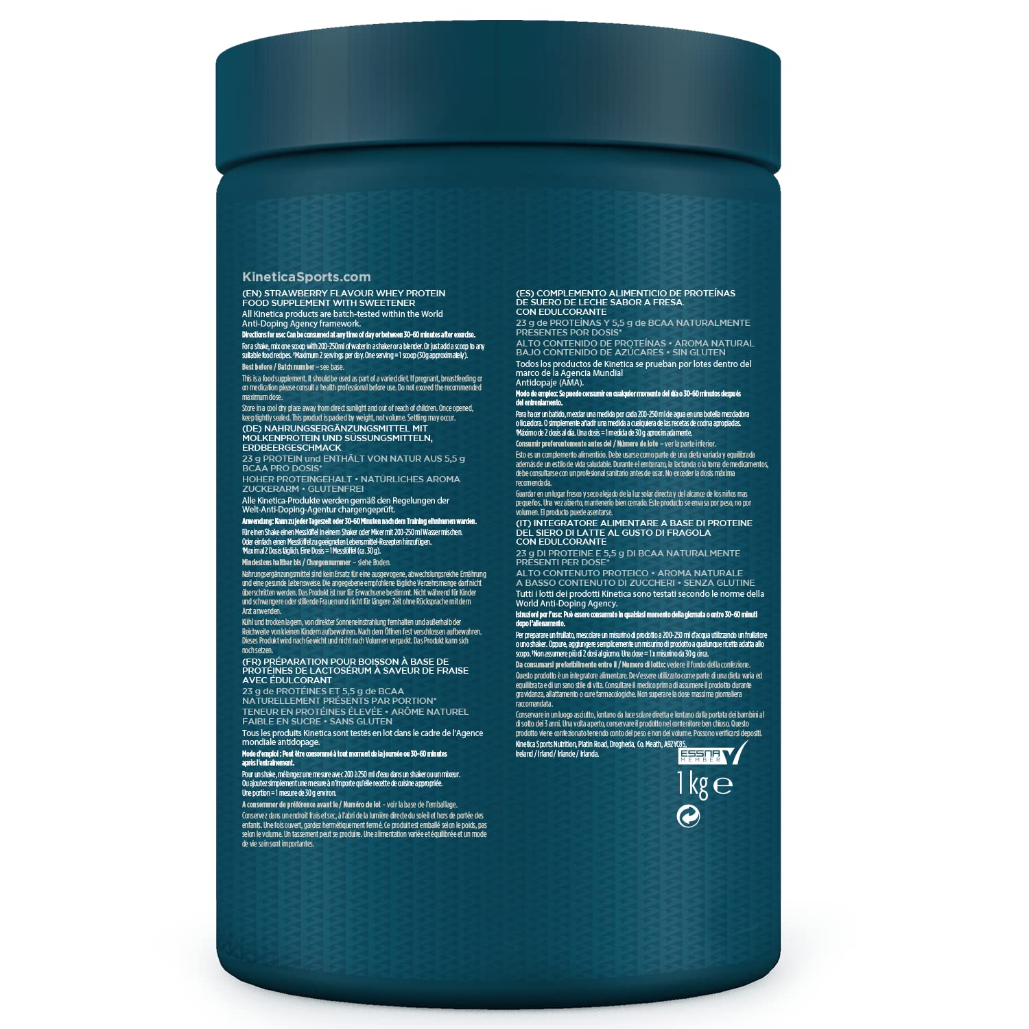 Kinetica Premium Whey Protein Powder | Grass Fed | Strawberry | 1kg | 33 Servings KineticaAu supplements