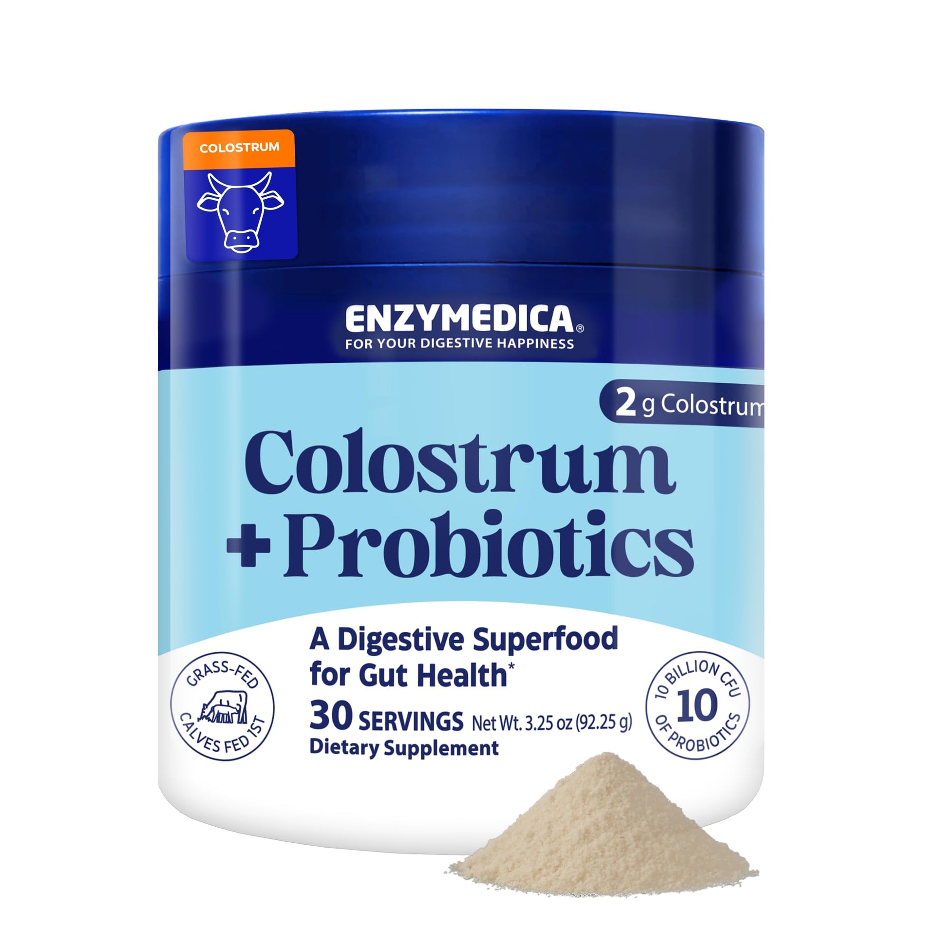 Enzymedica Colostrum + Probiotics Powder Supplement - Grass Fed Bovine Colostrum for Women & Men, Peptide & Lactoferrin Support, Promotes Hair, Skin, Nails, Immune & Gut Health, Gluten Free - 3.25 oz EnzymedicaAu supplements