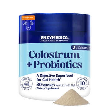 Enzymedica Colostrum + Probiotics Powder Supplement - Grass Fed Bovine Colostrum for Women & Men, Peptide & Lactoferrin Support, Promotes Hair, Skin, Nails, Immune & Gut Health, Gluten Free - 3.25 oz EnzymedicaAu supplements