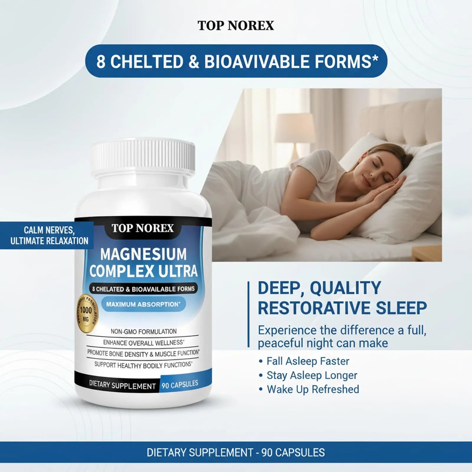 Top Norex Magnesium Complex Ultra - 8 Elemental 1000mg Magnesium Blend, Easy Absorption, 90 Capsules (1) Top Norexnz supplements