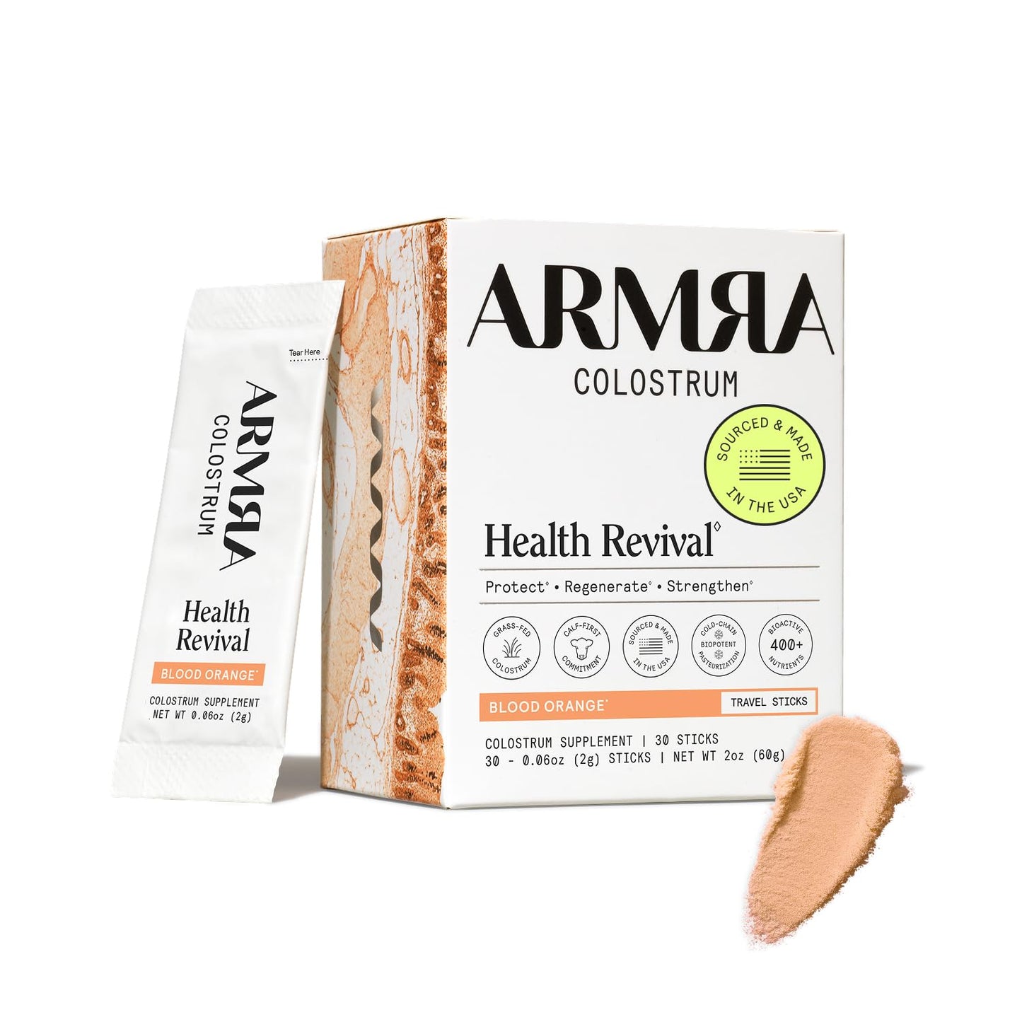 ARMRA Colostrum™ Powder | Blood Orange | Gut Health & Bloating | Skin & Hair | Immunity | Keto, Gluten & Fat-Free | 30 Servings ARMRAUS supplements