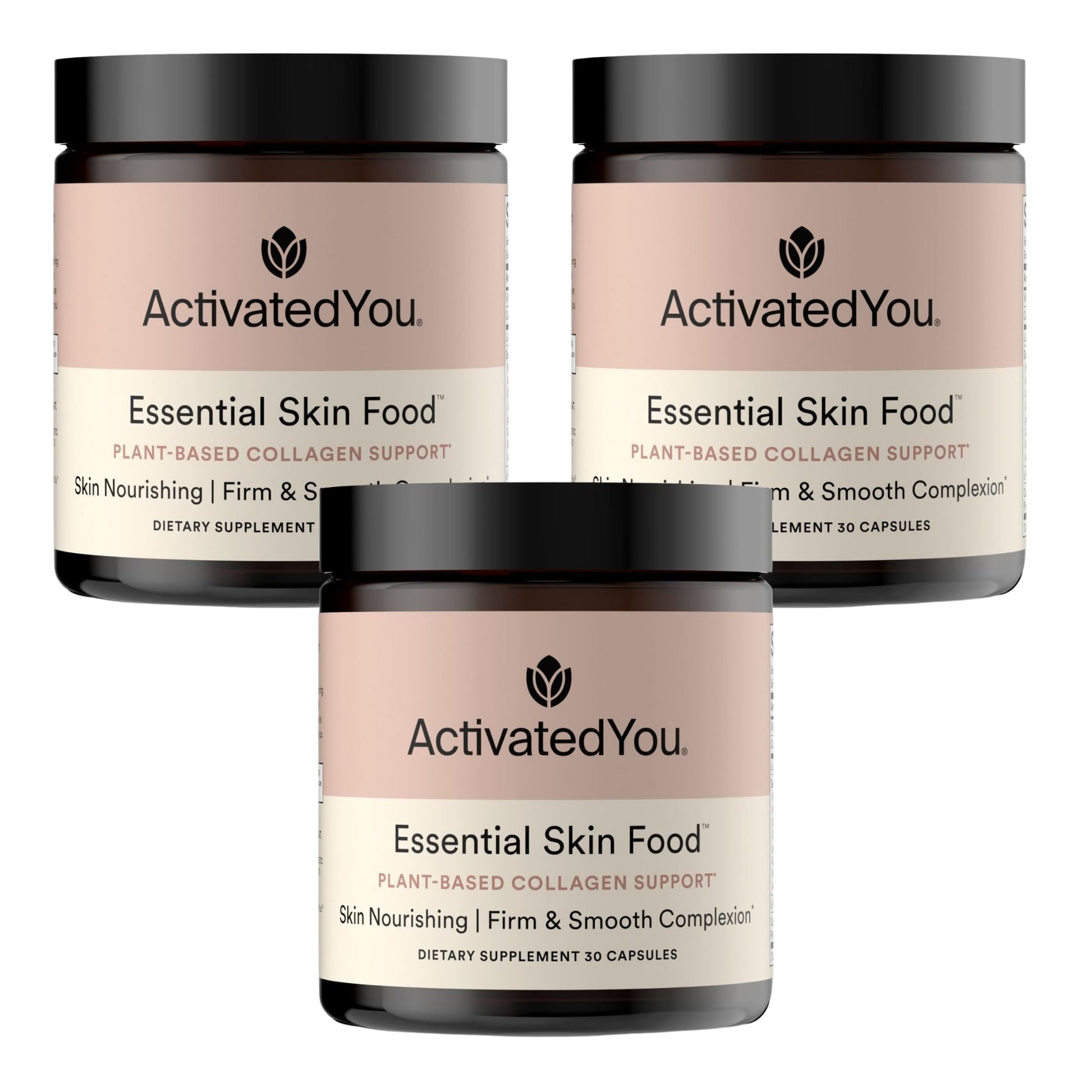 ACTIVATEDYOU Essential Skin Food, Advanced Skincare Collagen Elastin Support Supplement for Aging Skin, Helps Improve Appearance of Face Texture, Sagging w/Dermaval, Vitamin C (30 Count (Pack of 3)) ACTIVATEDYOUAu supplements
