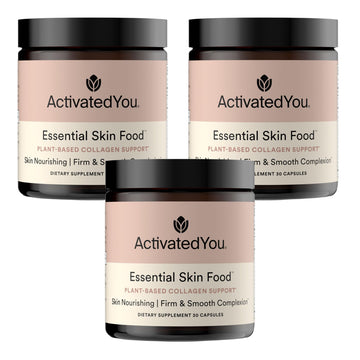 ACTIVATEDYOU Essential Skin Food, Advanced Skincare Collagen Elastin Support Supplement for Aging Skin, Helps Improve Appearance of Face Texture, Sagging w/Dermaval, Vitamin C (30 Count (Pack of 3)) ACTIVATEDYOUAu supplements