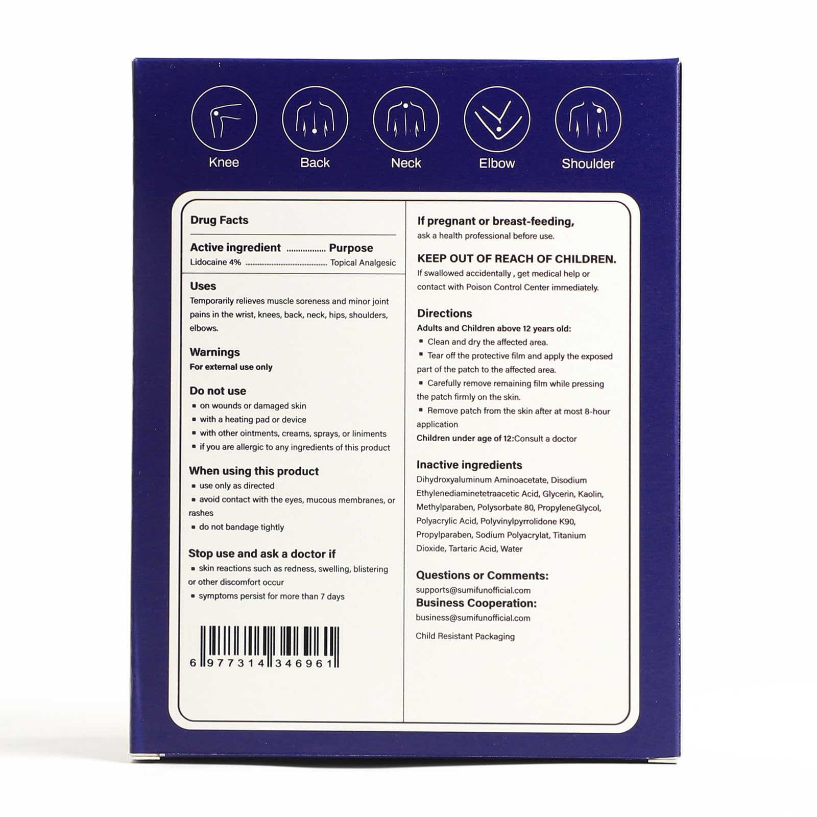 Sumifun 4% Lidocaine Patches Maximum Strength - Pain Relieving Gel Patch for Muscle Soreness, Back Ache, Knee, Neck & Joint Pains - Topical Analgesic (Large, Count, 17) SumifunAu supplements