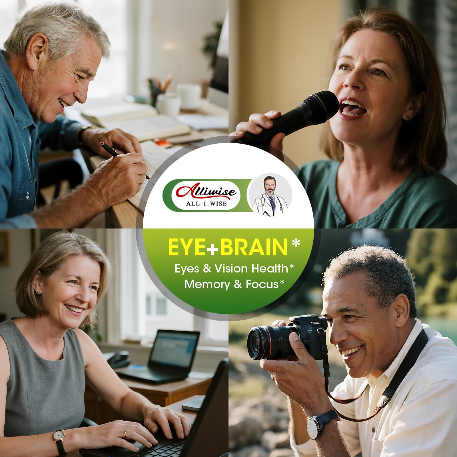 Eye + Brain Supplements for Memory and Focus, Lutein 40mg, Zeaxanthin, Astaxanthin, Bilberry, Lion’s Mane, Bacopa Monnieri, Ginkgo Biloba, 14 in 1 Eye Vitamins for Adults & Seniors 120 Capsules AlliwiseAu supplements