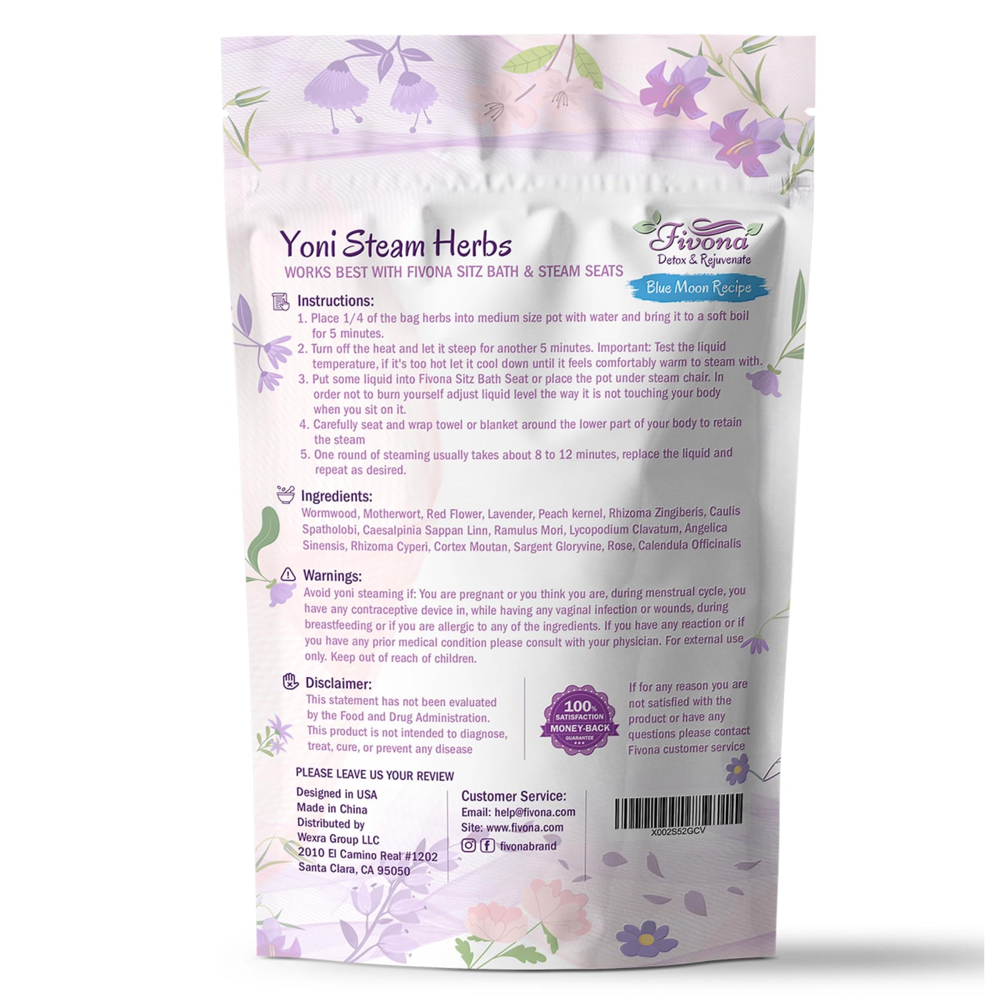 FIVONA Yoni Steaming Herbs - For Feminine Use And Rituals - V-Detox, Cleanse, Wash, Odor Control FIVONAAu supplements