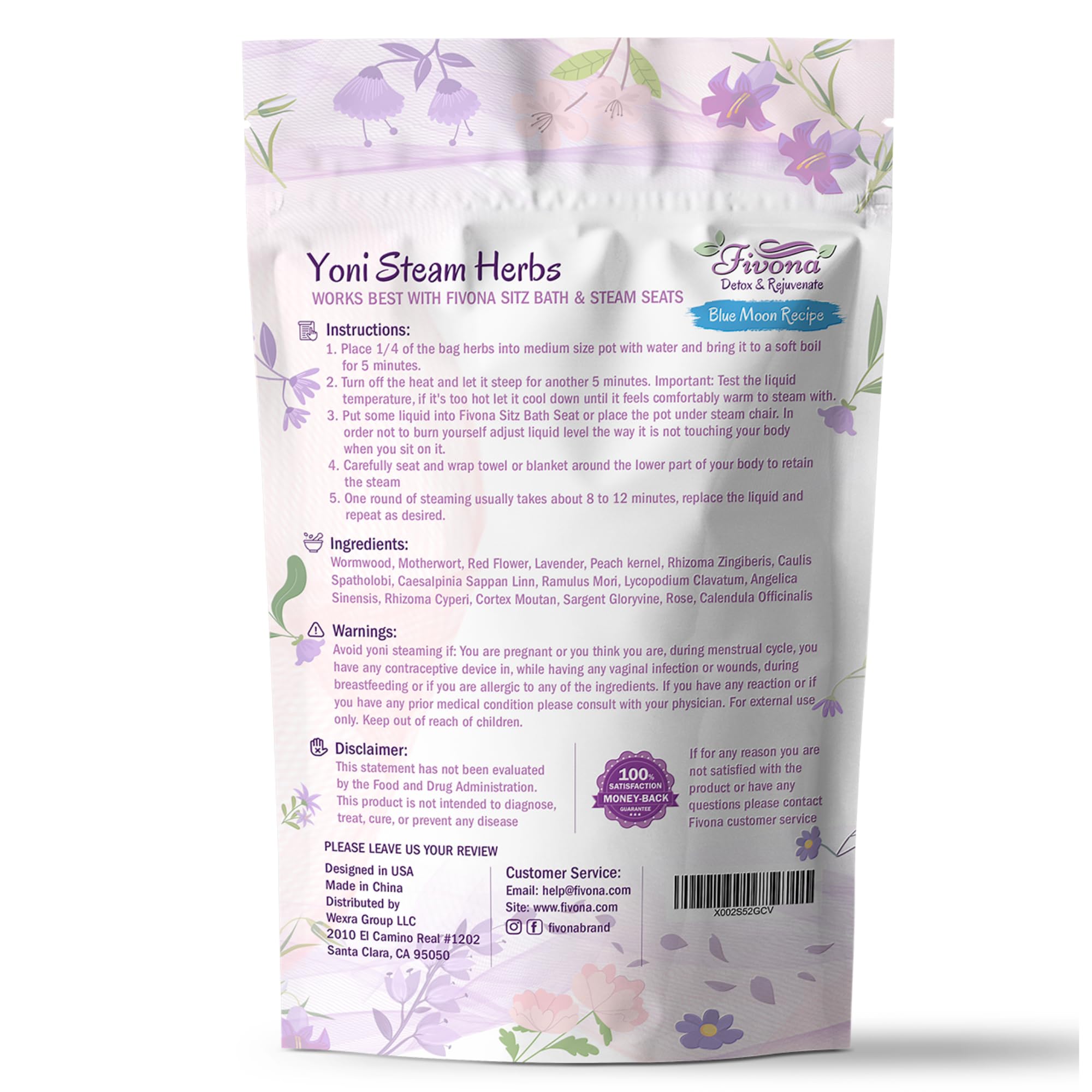 FIVONA Yoni Steaming Herbs - For Feminine Use And Rituals - V-Detox, Cleanse, Wash, Odor Control FIVONAAu supplements