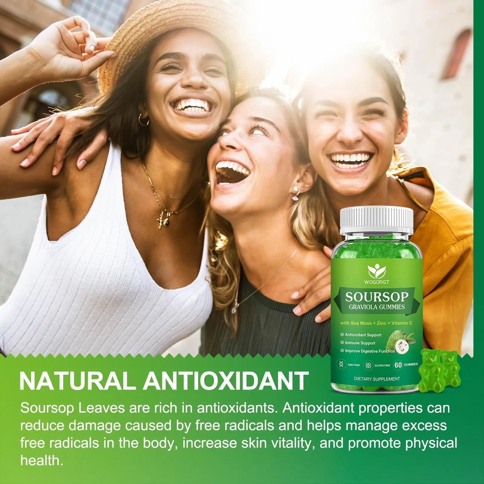 WOGORGT Soursop Graviola Gummies - Soursop Multivitamin Gummies with 200mg Sea Moss Extract for Antioxidant WOGORGTAu supplements