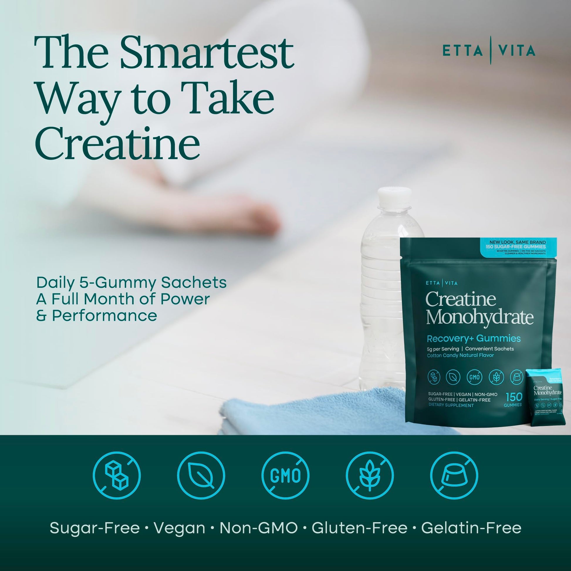 Sugar-Free Creatine Monohydrate Gummies (5g Per Packet) - Potent Creatine Gummies for Men & Women, Supplement for Muscle Support, Cognitive Function - Non-GMO, Gluten-Free, Mucuna Pruriens Etta VitaAu supplements