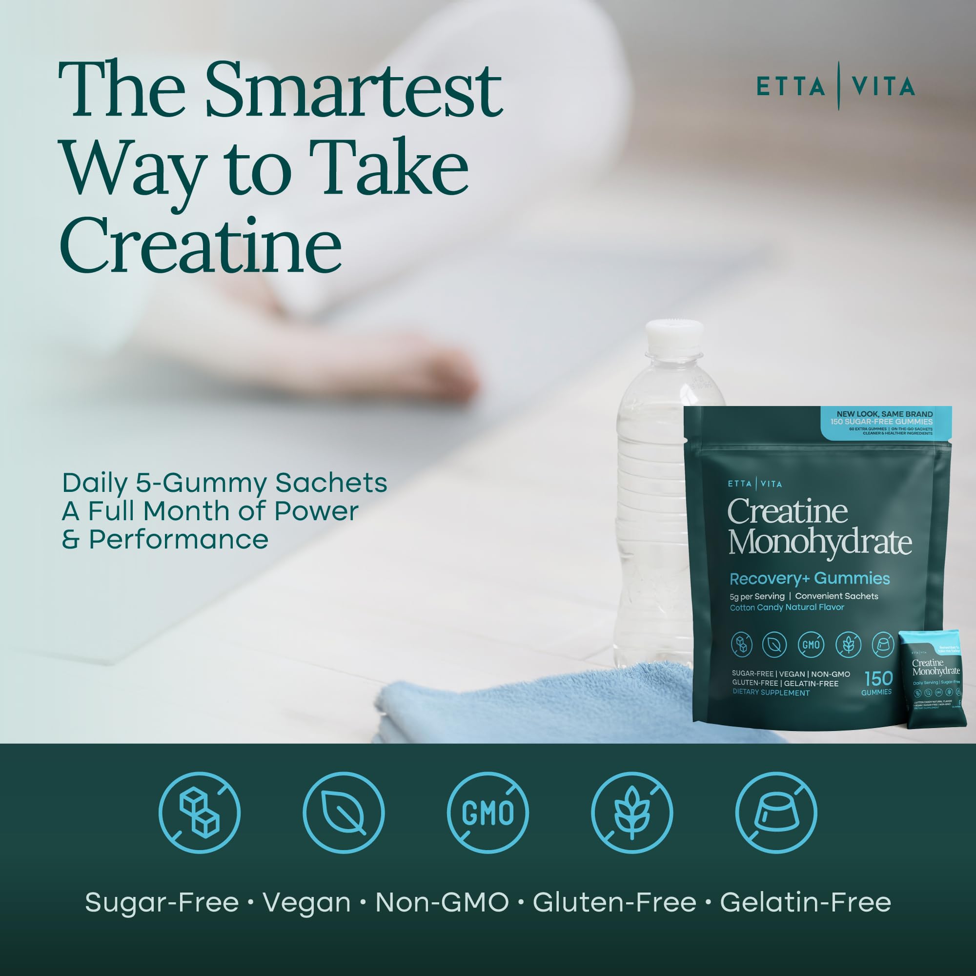 Sugar-Free Creatine Monohydrate Gummies (5g Per Packet) - Potent Creatine Gummies for Men & Women, Supplement for Muscle Support, Cognitive Function - Non-GMO, Gluten-Free, Mucuna Pruriens Etta VitaAu supplements