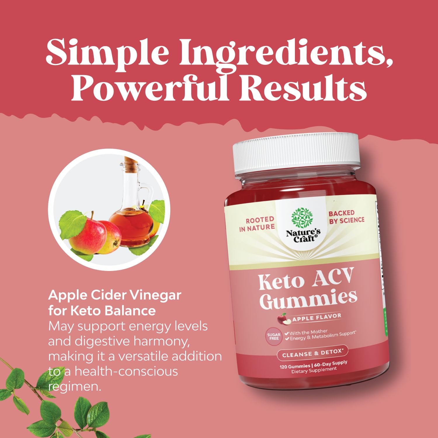Vegan Advanced Keto ACV Gummies - Keto Apple Cider Vinegar Gummies Sugar Free Natures CraftUS supplements