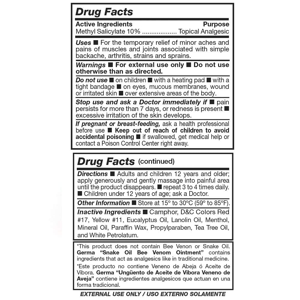 Aceite de Vibora con Veneno de Aveja 3 oz. GermaAu supplements