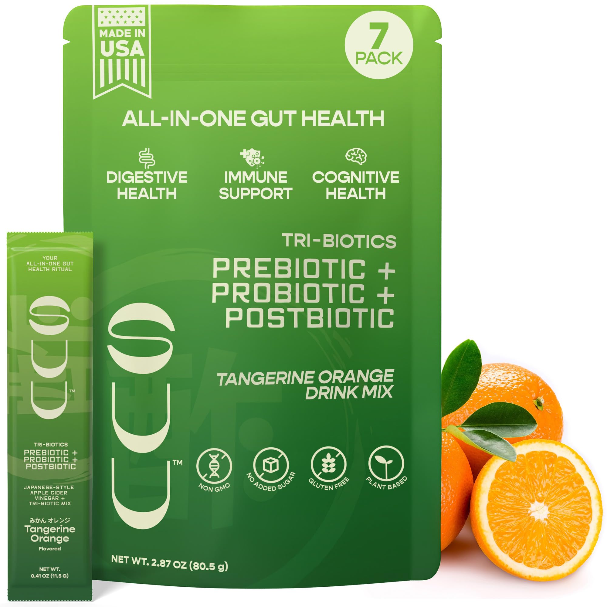 SUU Tribiotics - Prebiotic & Probiotic Drink Mix Packets for Gut Health & Digestive Health | Daily Probiotic, Cutting Mix & Immunity Supplement with Energy Support | Tangerine Orange (7-Pack) SUUAu supplements