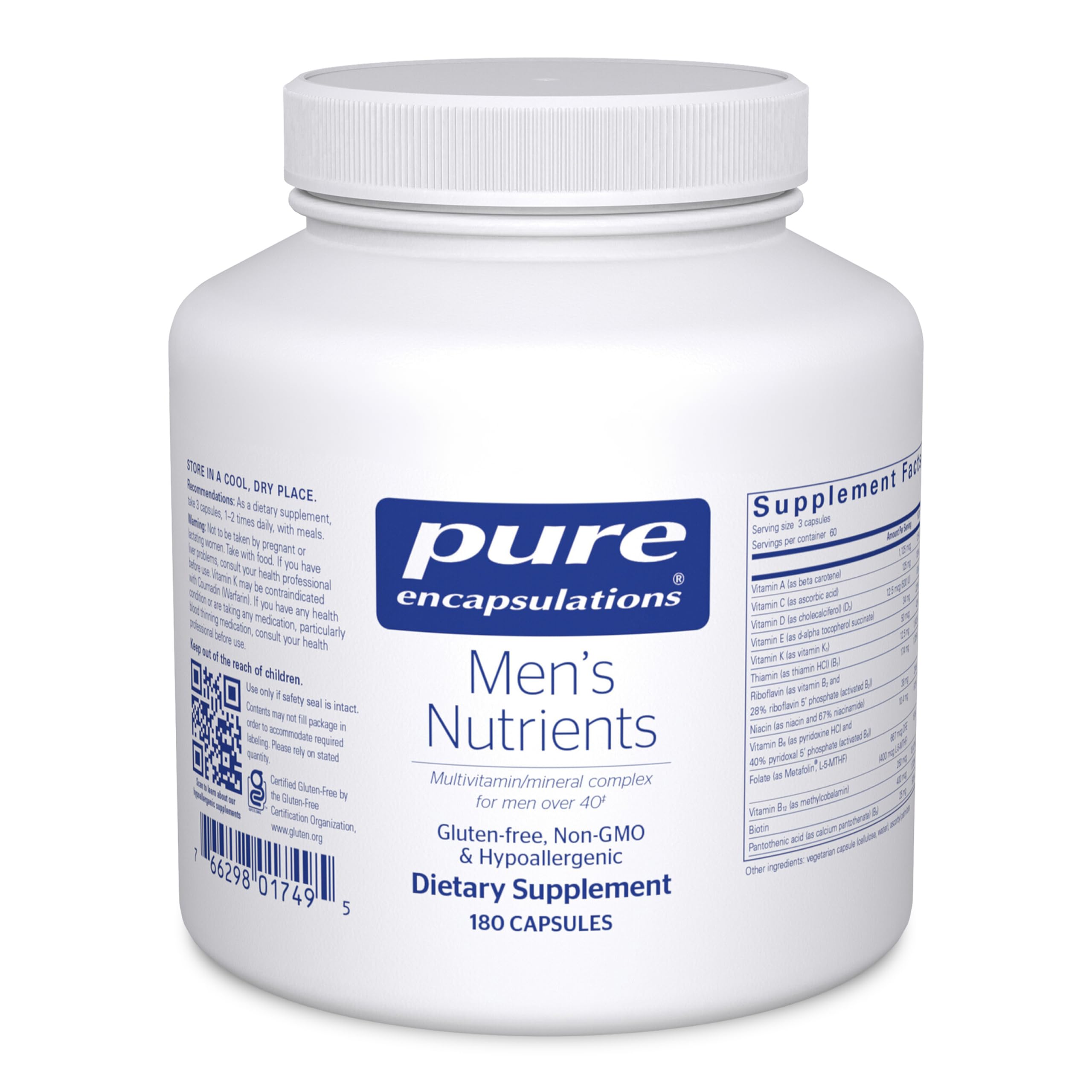 Pure Encapsulations Men's Nutrients - Multivitamin Mineral Supplement to Support Energy, Endurance & Stamina in Men Over 40* - with Vitamin D, Vitamin C & Trace Minerals - 180 Capsules Pure EncapsulationsAu supplements