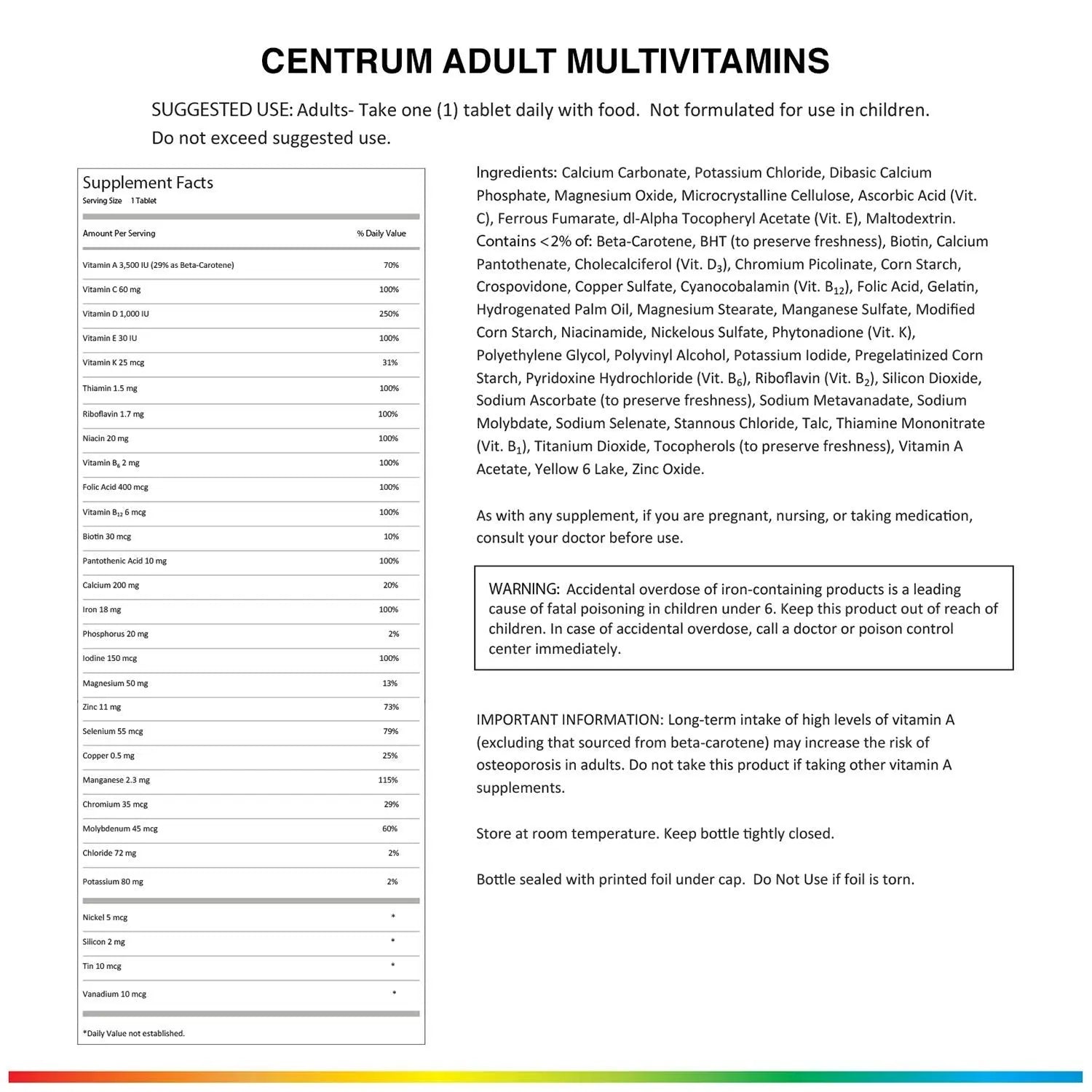 Centrum Adult Multivitamin/Multimineral Supplement with Antioxidants, Zinc, Vitamin D3 and B Vitamins, Gluten Free, Non-GMO Ingredients - 200 Count CentrumAu supplements