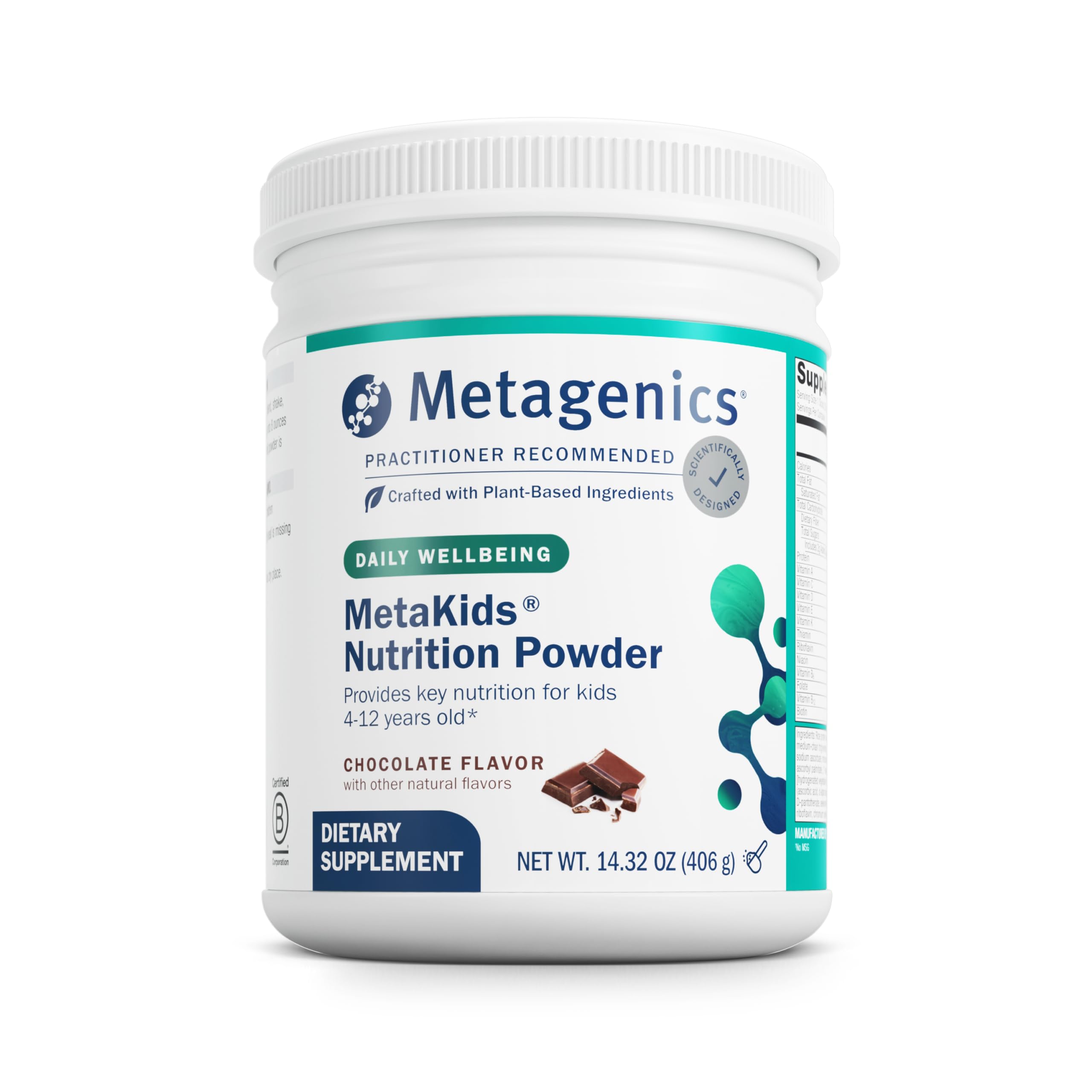 Metagenics MetaKids Nutrition Powder - Kids Multivitamin Powder with Prebiotics, DHA, Protein & Amino Acids* - Complete Protein - Non‑GMO, Gluten‑Free - Chocolate - 14.32 oz MetagenicsAu supplements