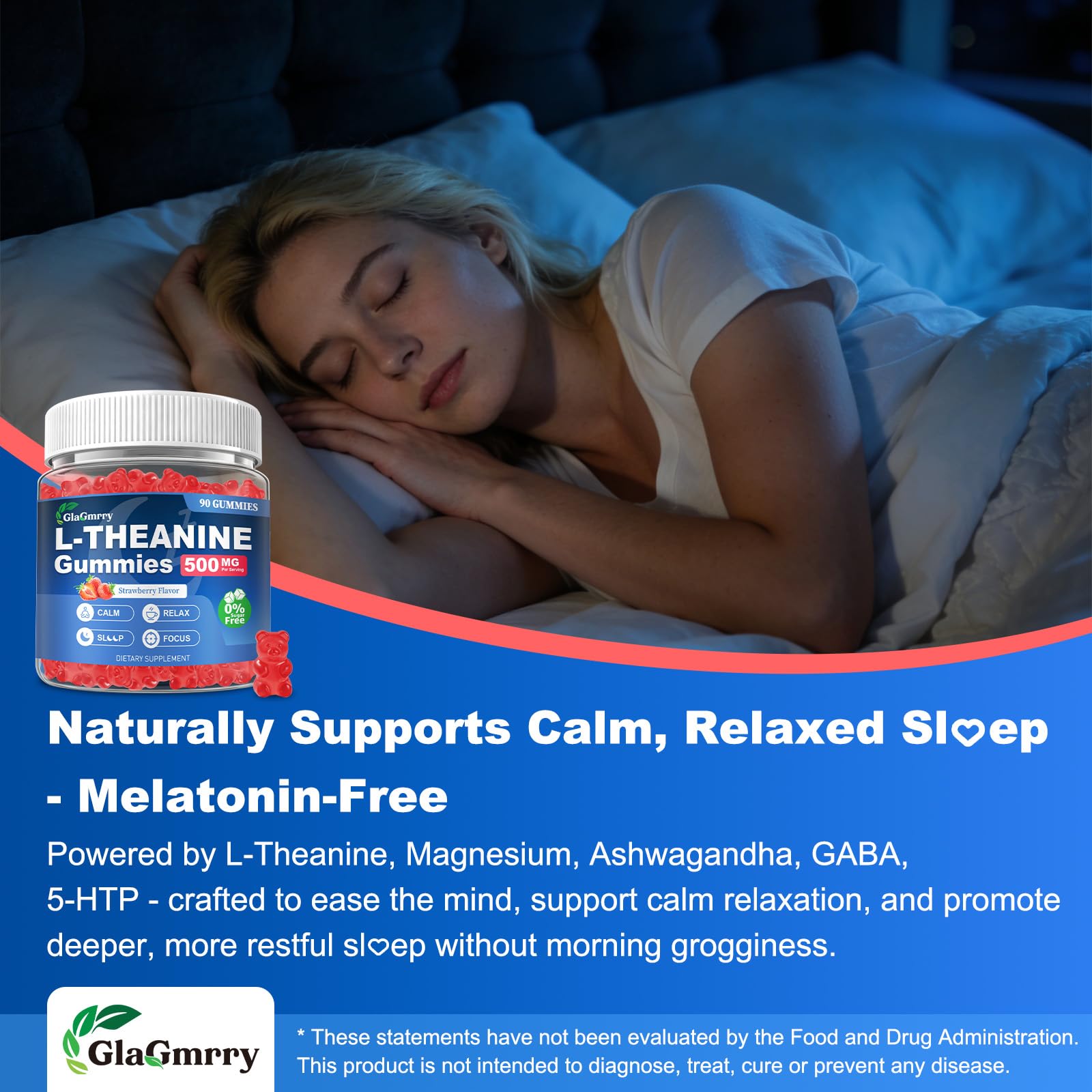 GlaGmrry 180 Count | L Theanine Gummies, L Theanine Supplement for Adults & Kids, w/Ashwagandha, Magnesium, GABA & 5-HTP, Sugar Free Liposomal Formula for Calm Relax zzZ M♡♡d & Focus, Vegan GlaGmrryAu supplements