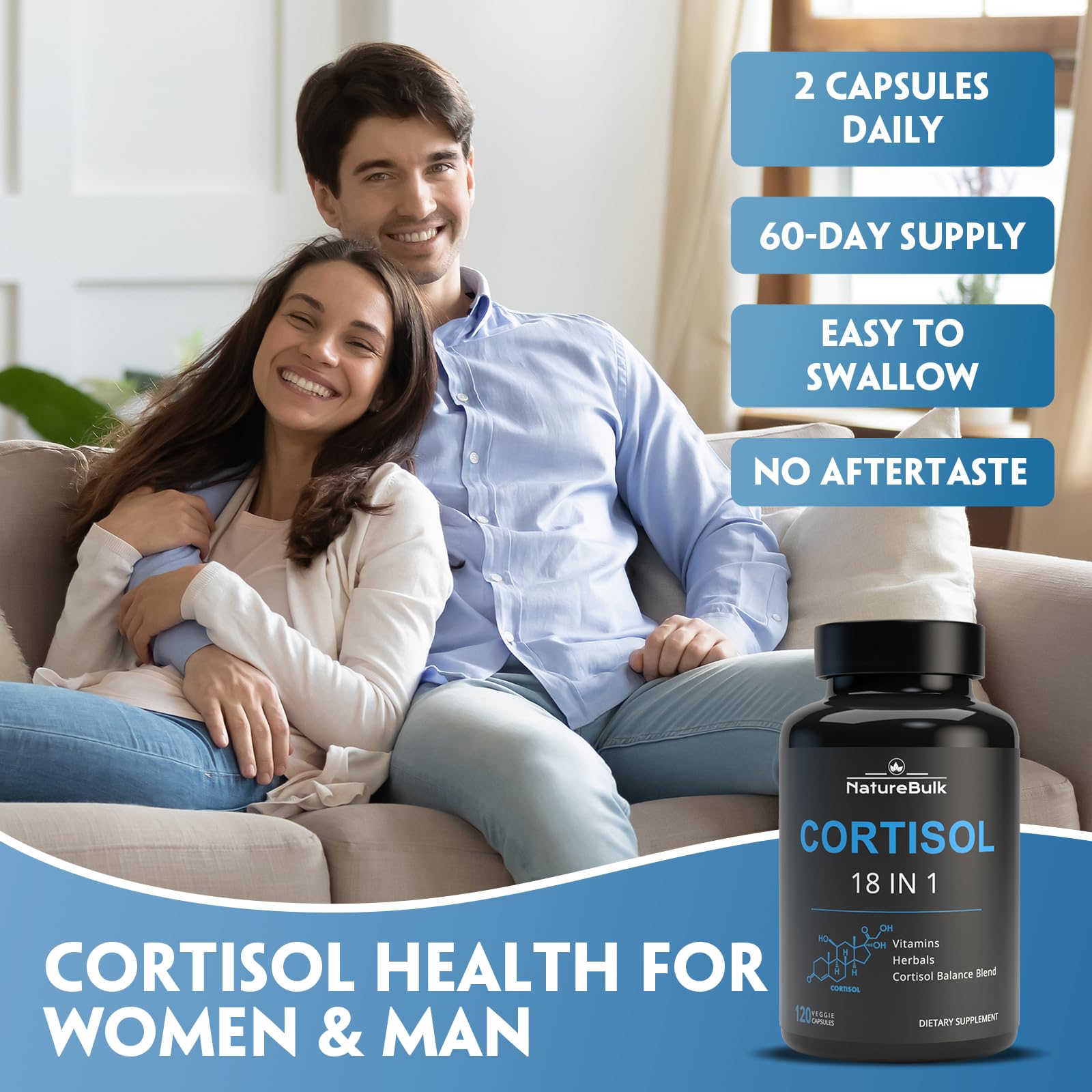 NATUREBULK Cortisol Supplements for Women, 18-in-1 - Premium Blend with Ashwagandha, Rhodiola, Magnesium & L-Theanine - Stress Response Support & Mood Enhancement Formula - 120 Vegetarian Capsules NATUREBULKAu supplements