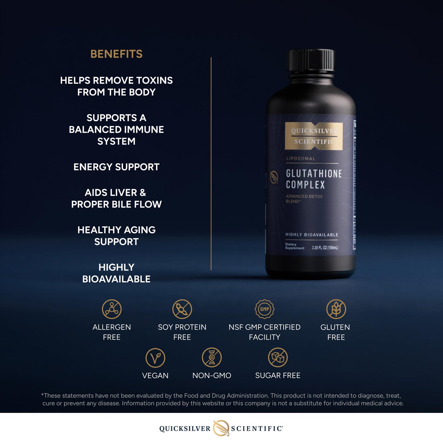 Quicksilver Scientific Glutathione Complex - Superior Absorption Antioxidant Supplement with Liquid Glutathione & Milk Thistle - Vitamin B Complex - Supplement for Daily Use (3.38 fl oz) Quicksilver ScientificUS supplements