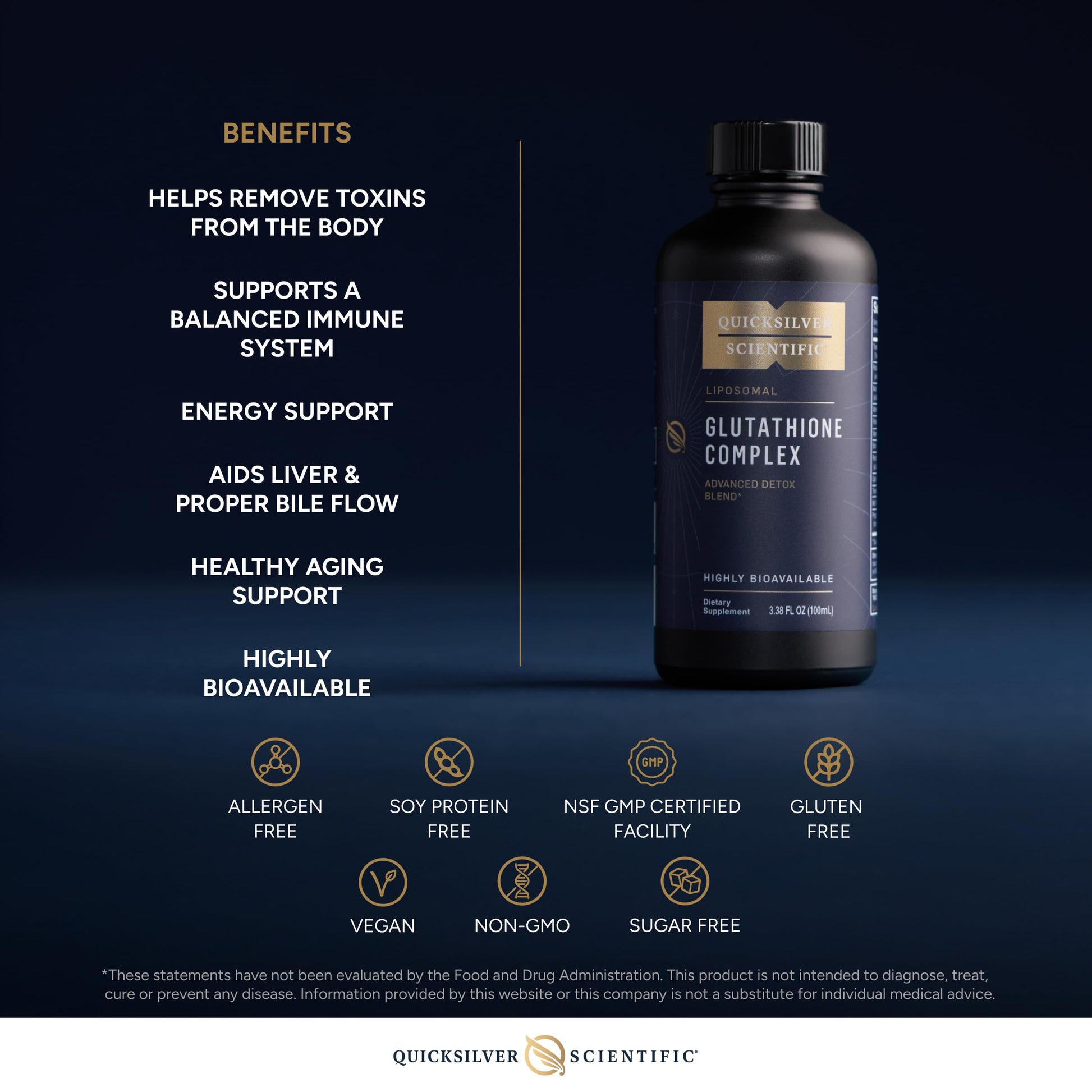 Quicksilver Scientific Glutathione Complex - Superior Absorption Antioxidant Supplement with Liquid Glutathione & Milk Thistle - Vitamin B Complex - Supplement for Daily Use (3.38 fl oz) Quicksilver ScientificUS supplements