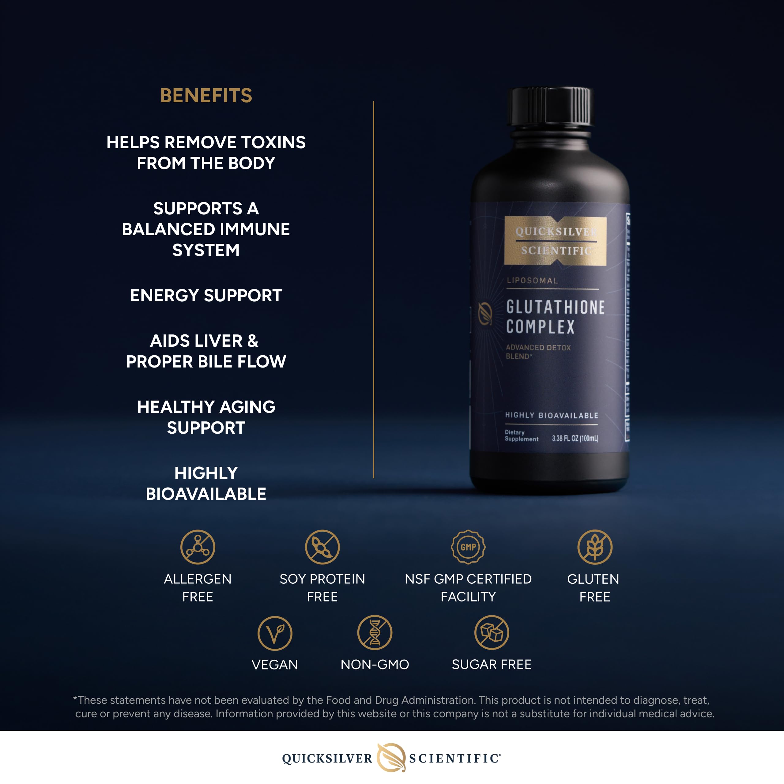 Quicksilver Scientific Glutathione Complex - Superior Absorption Antioxidant Supplement with Liquid Glutathione & Milk Thistle - Vitamin B Complex - Supplement for Daily Use (3.38 fl oz) Quicksilver ScientificUS supplements