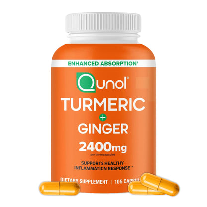 Qunol Turmeric Curcumin with Black Pepper & Ginger, 2400mg Turmeric Extract with 95% Curcuminoids, Extra Strength Supplement QunolUS supplements