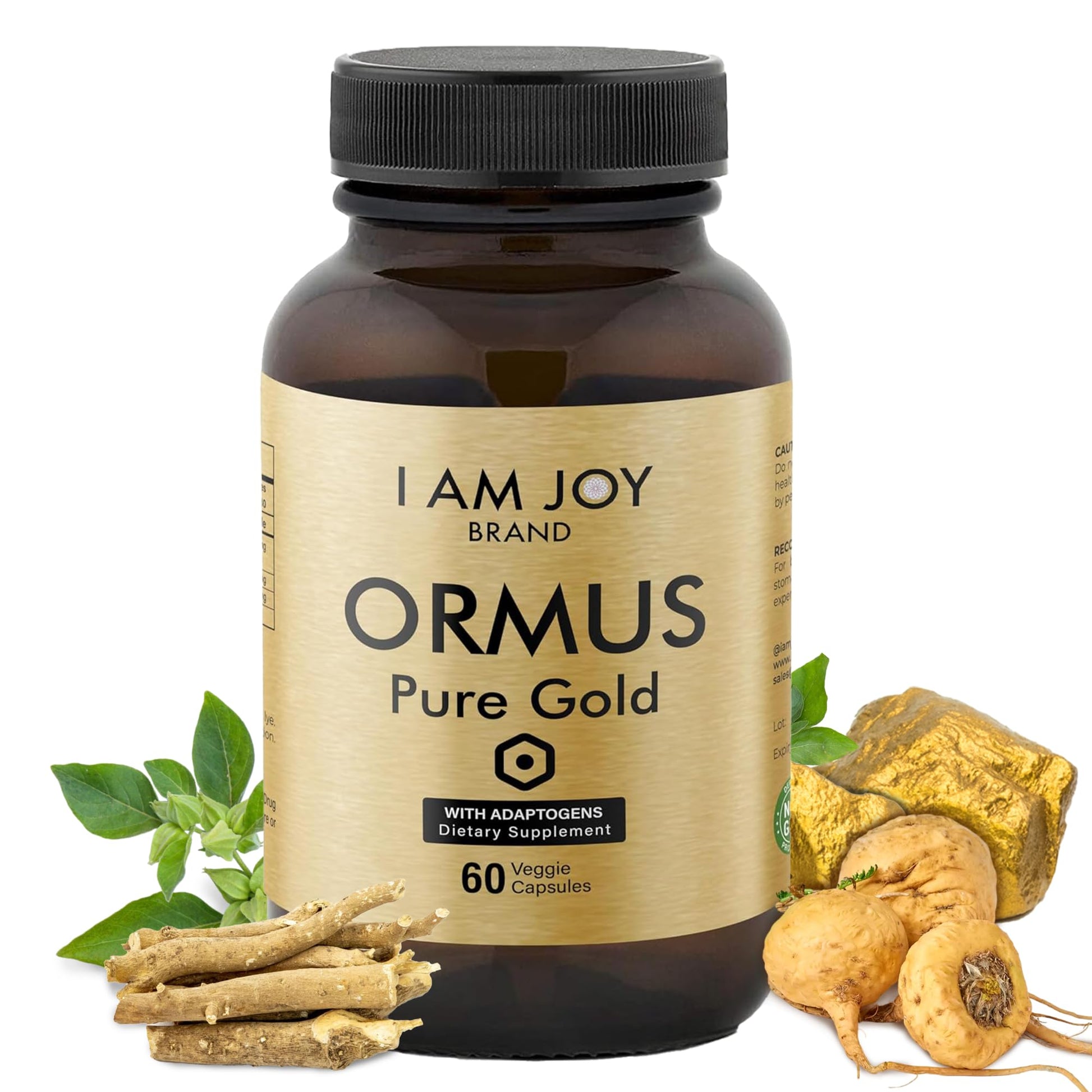 I Am Joy co. Ormus Gold Capsules Monoatomic Elements with Adaptogens Maca and Ashwaganda | May Help Balance Mood, Decalcify Pineal Gland, Repair DNA, Enhance Relaxation - 60 Vegan Capsules I Am Joy co.Au supplements